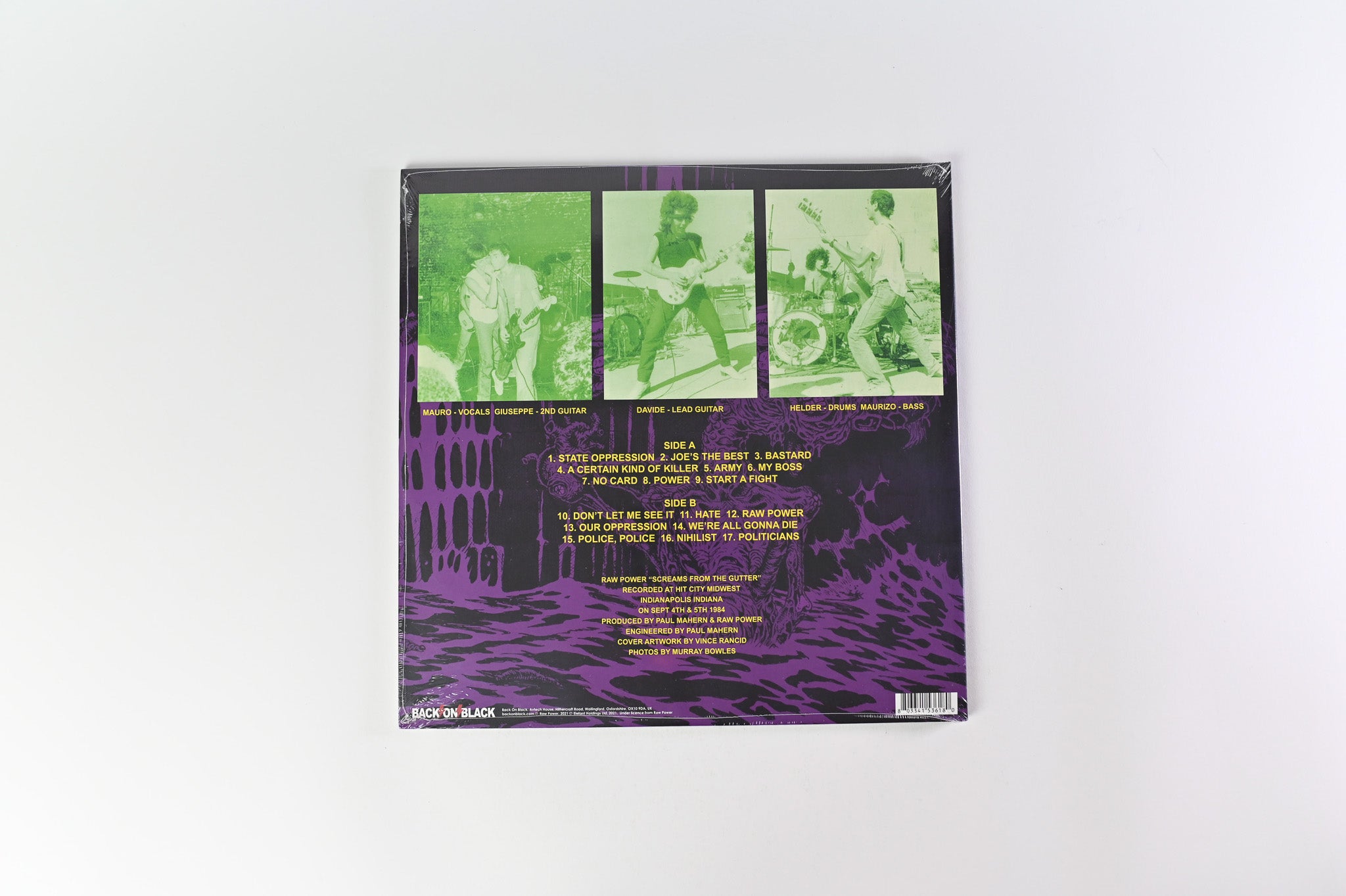 Raw Power - Screams From The Gutter on Back on Black White Purple Splatter Reissue Sealed