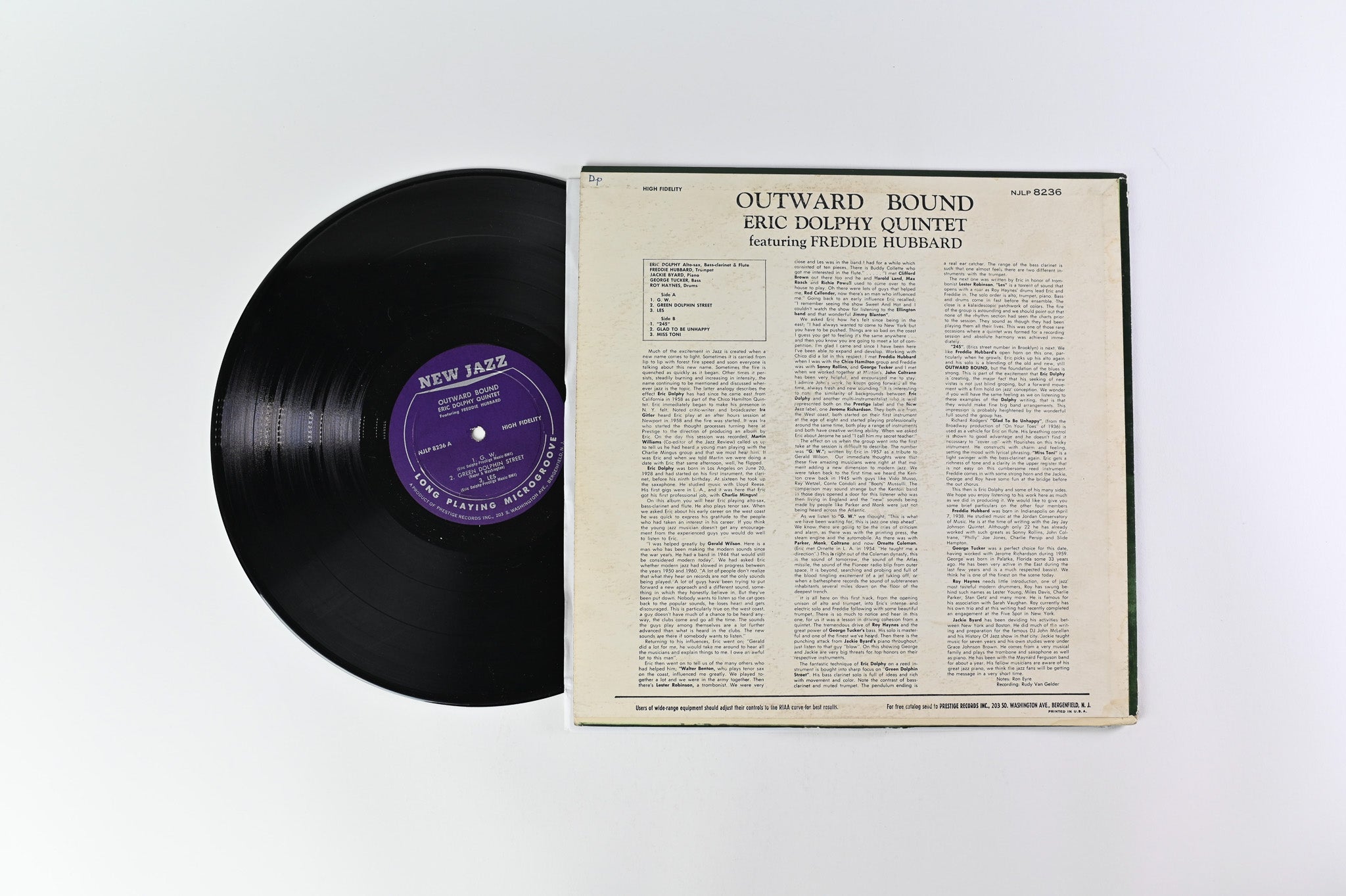 Eric Dolphy Quintet - Outward Bound on New Jazz Mono Deep Groove
