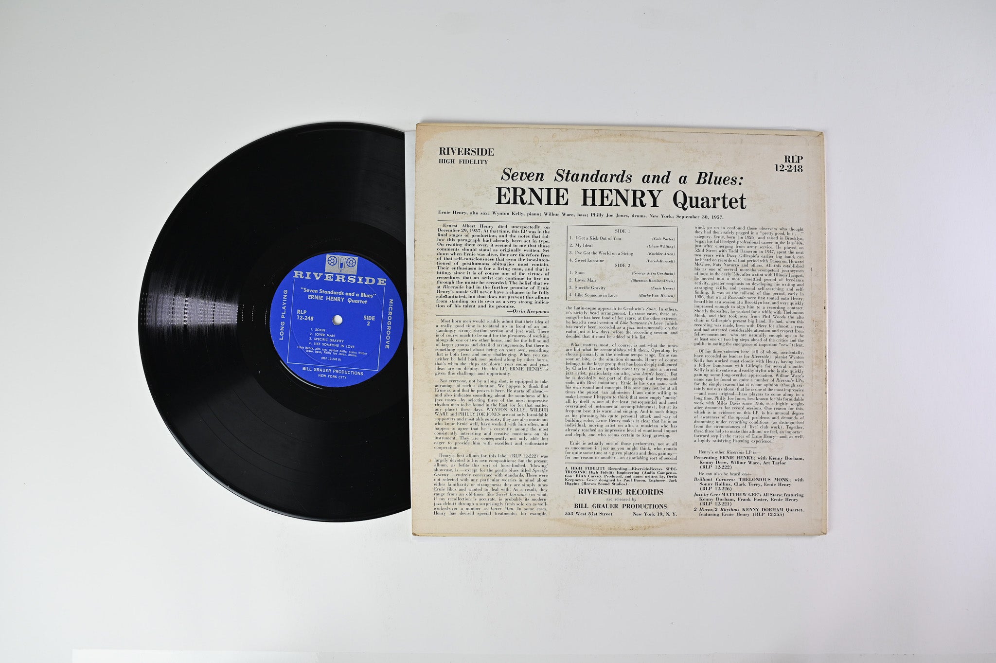 Ernie Henry Quartet - Seven Standards And A Blues on Riverside Mono Deep Groove