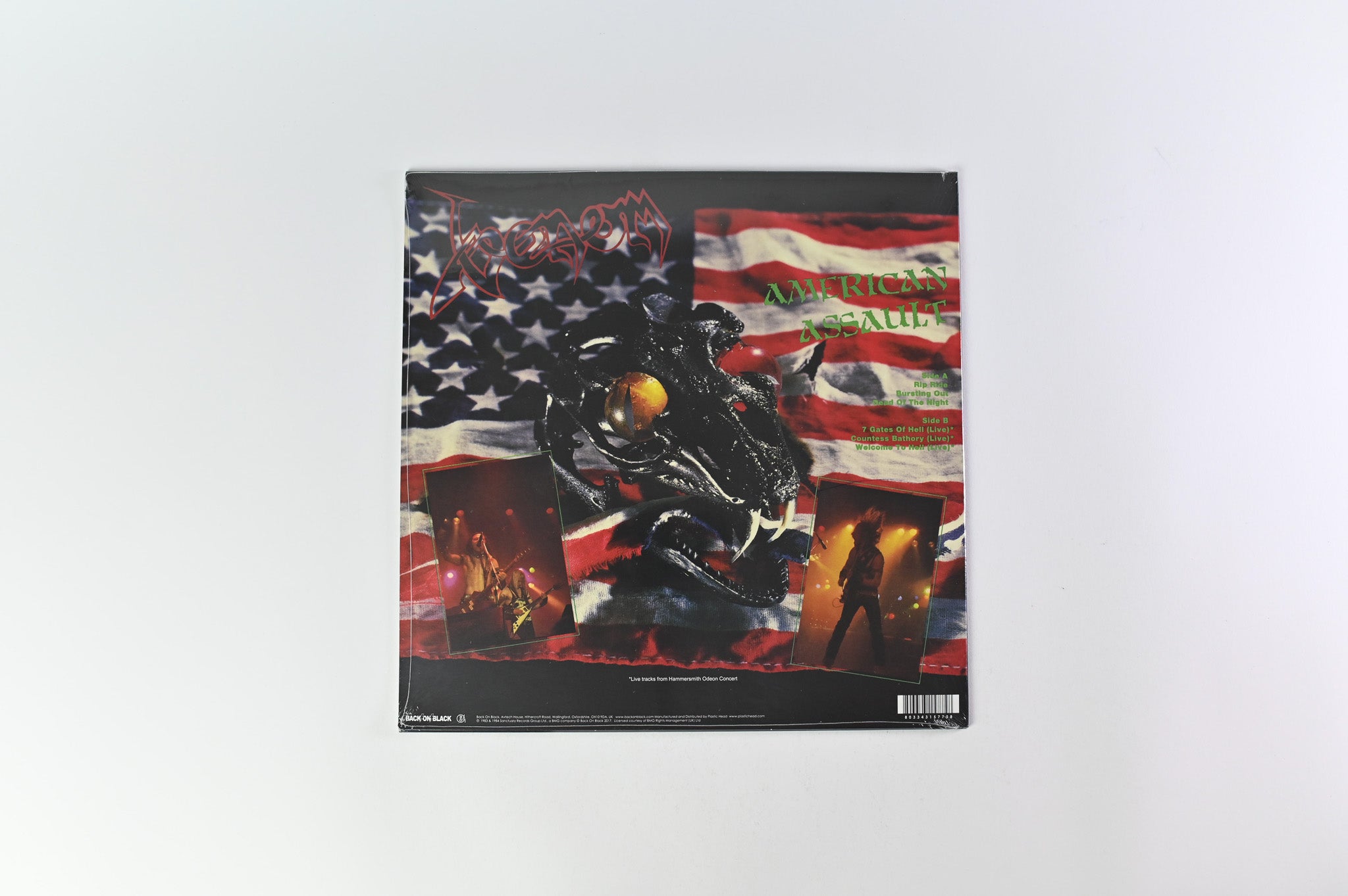 Venom - American Assault on Back on Black Red With Blue Splatter Vinyl Reissue Sealed