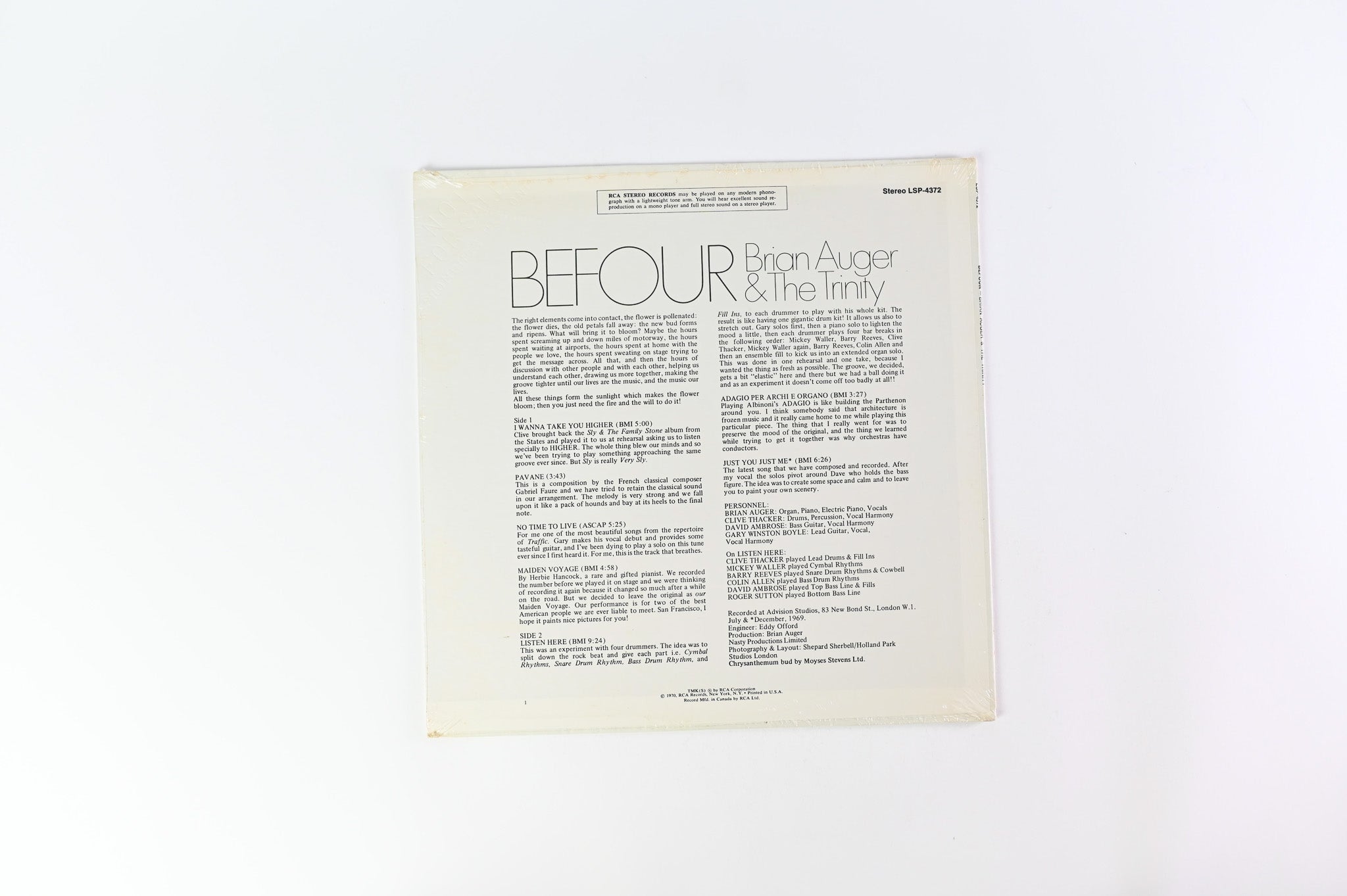 Brian Auger & The Trinity - Befour SEALED on RCA Victor