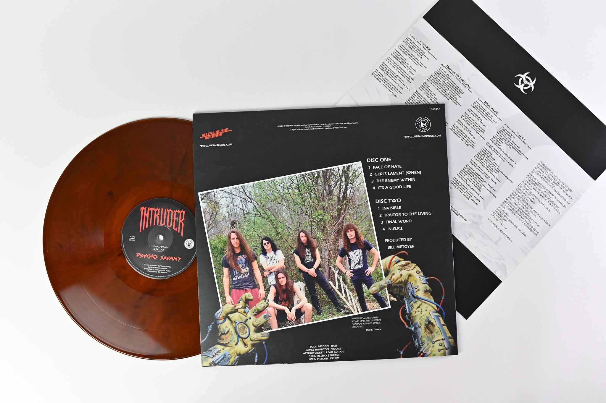 Intruder - Psycho Savant on Lusitanian Music Ltd Brown Marble Reissue