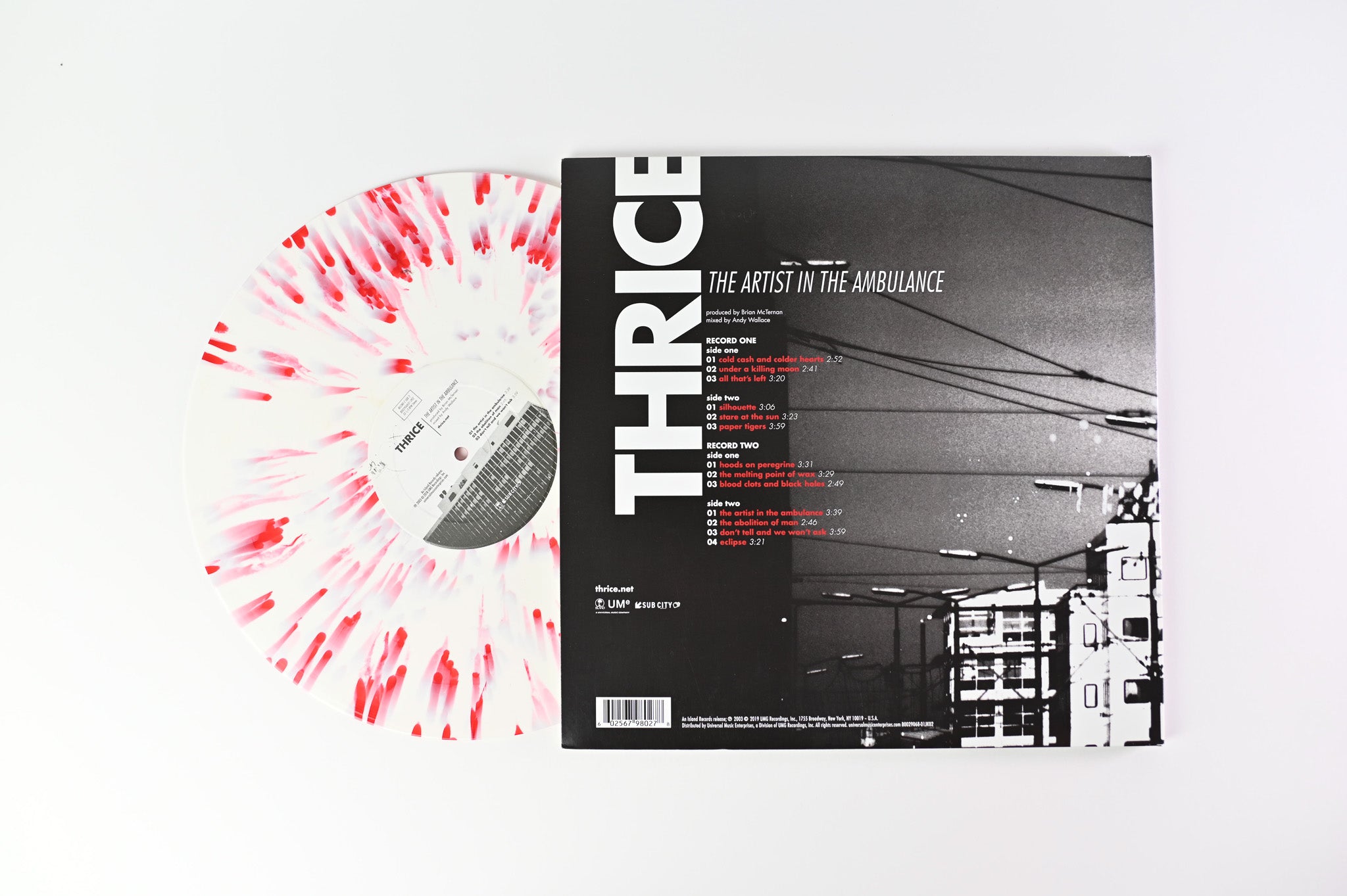 THRICE THE ARTIST IN THE AMBULANCE レコード Thrice - The Artist In The Ambulance on Island Ltd White with Red Spla