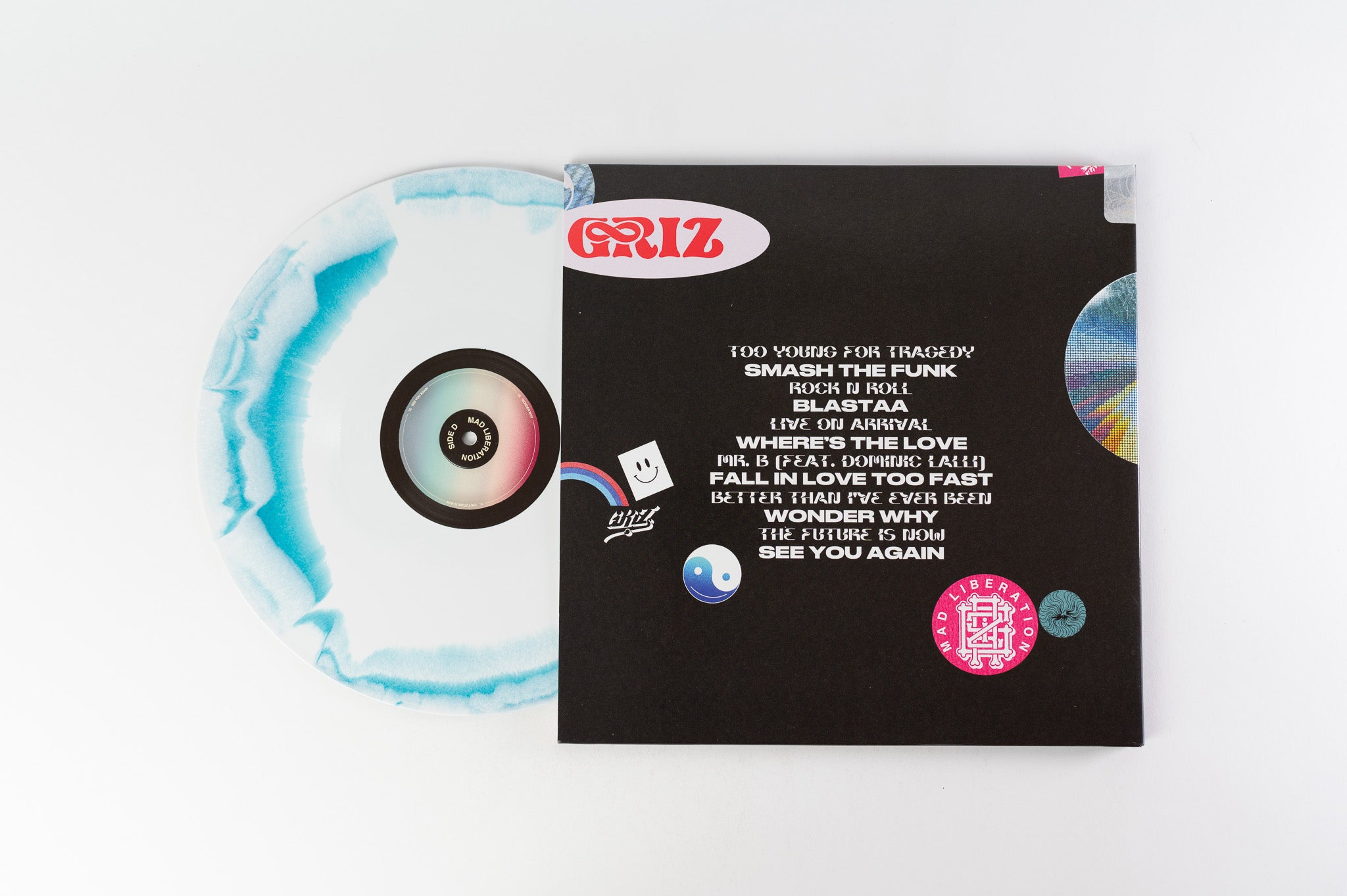 GRiZ - Mad Liberation on Diggers Factory Red & Clear Cloud/Blue & White Marble Vinyl