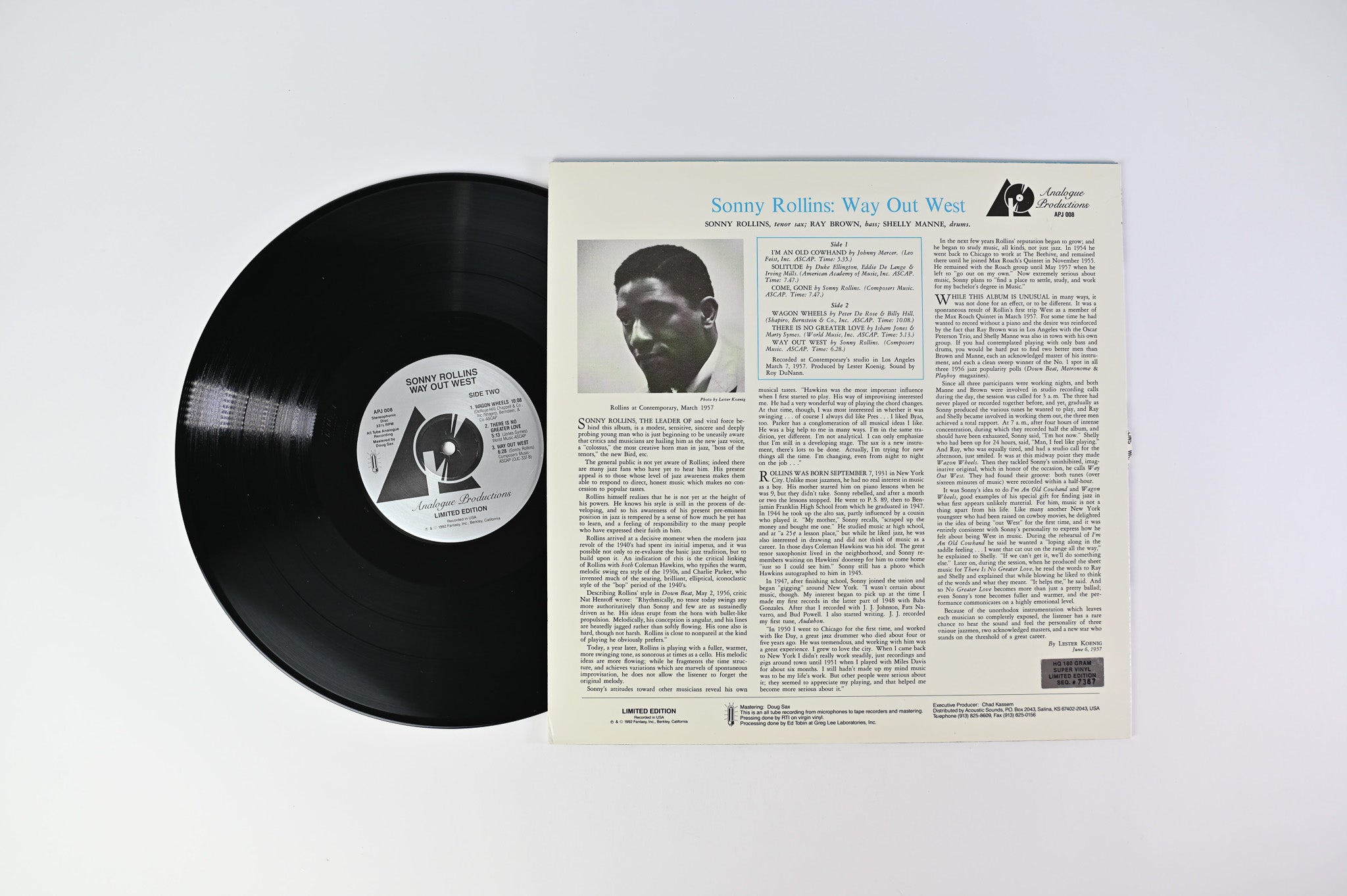 Sonny Rollins - Way Out West Analogue Productions Ltd Numbered 180 Gram Reissue