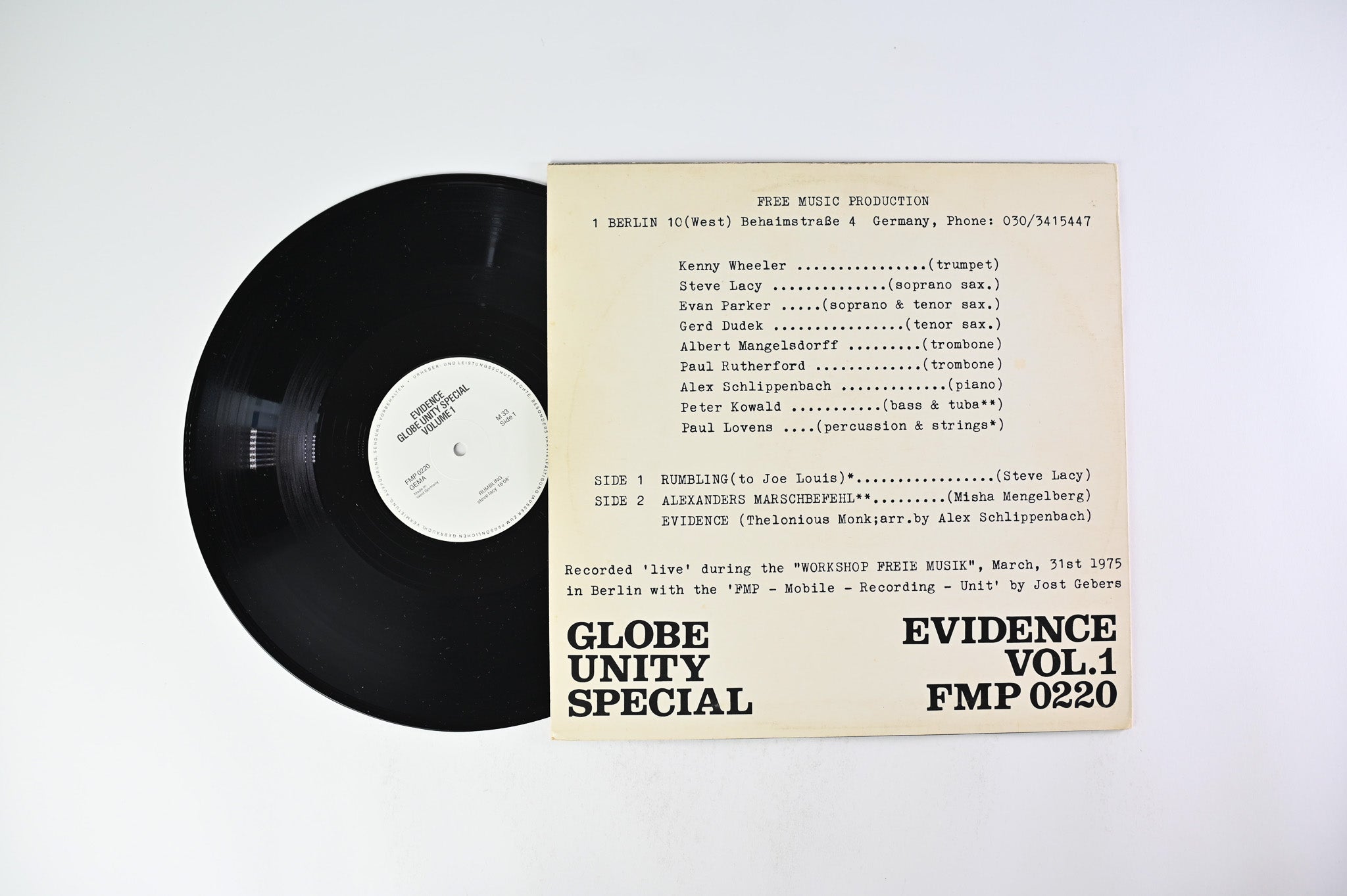 Globe Unity Orchestra - Evidence Vol.1 on FMP - German pressing