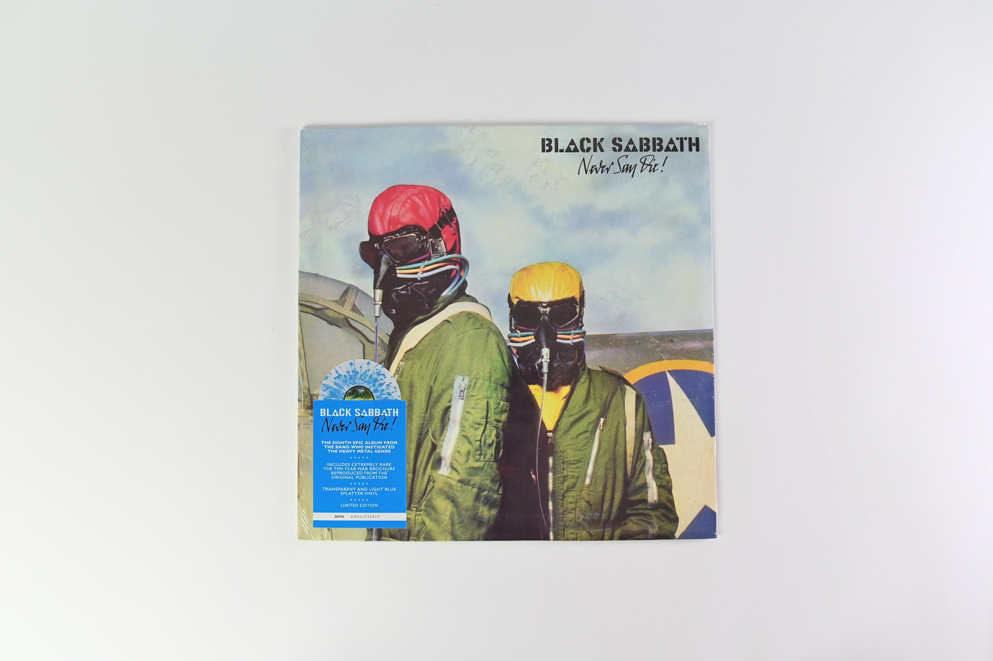 Black Sabbath - Never Say Die! SEALED Reissue on BMG Clear w/Light Blue Splatter Vinyl