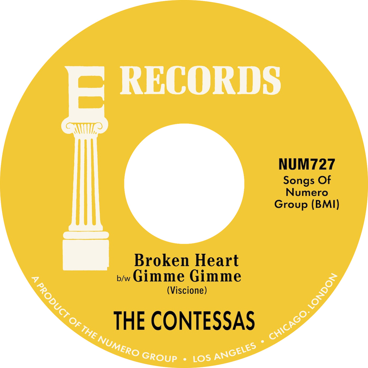 The Contessas - Broken Heart b/w Gimme Gimme [Opaque Peach & White Marble Vinyl] [7"]