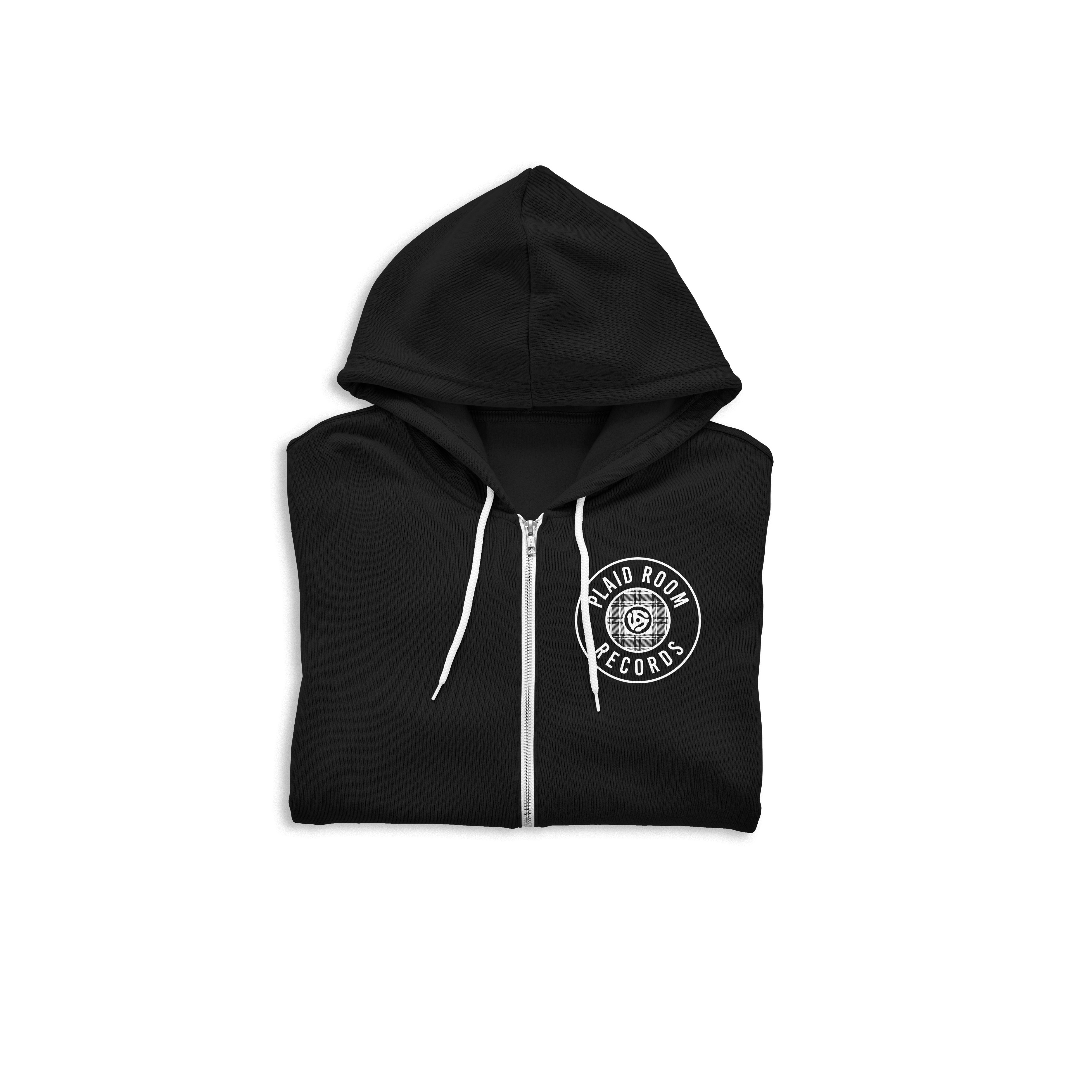 Plaid Room Zip-Up Hoodie - Black