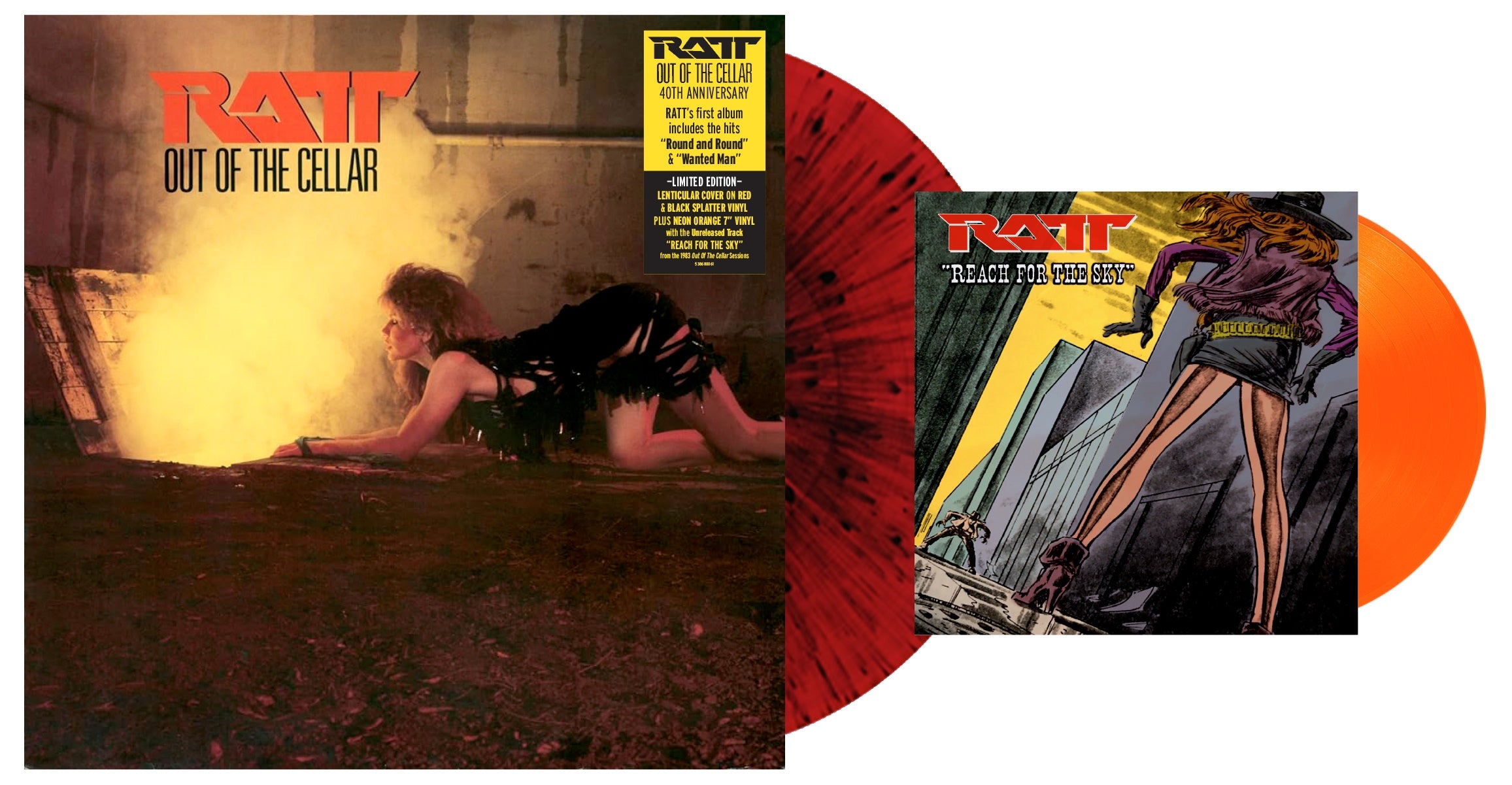 [DAMAGED] Ratt - Out Of The Cellar (40th Anniversary) [Red/Black Splatter Vinyl w/ Neon Orange 7"]