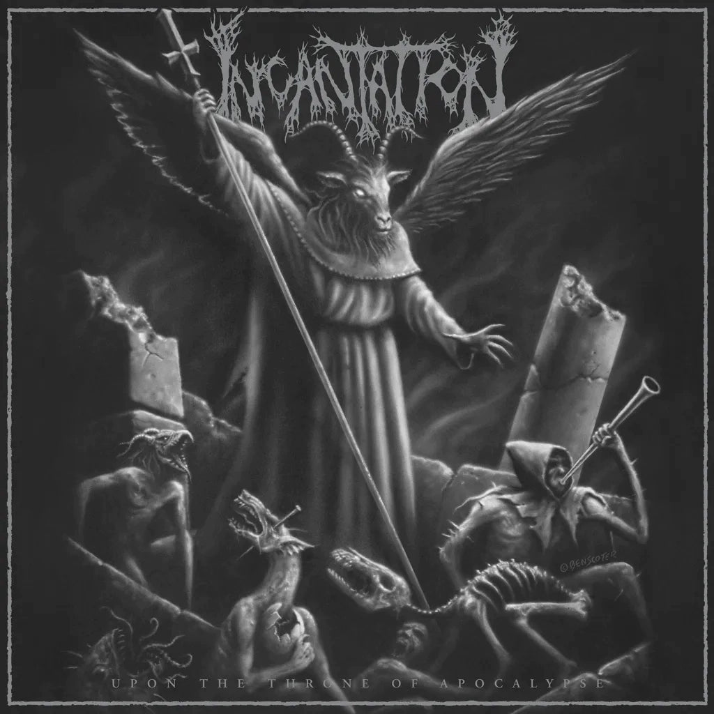 Incantation - Upon The Throne Of Apocalypse [Black, Silver & White Splatter Vinyl]
