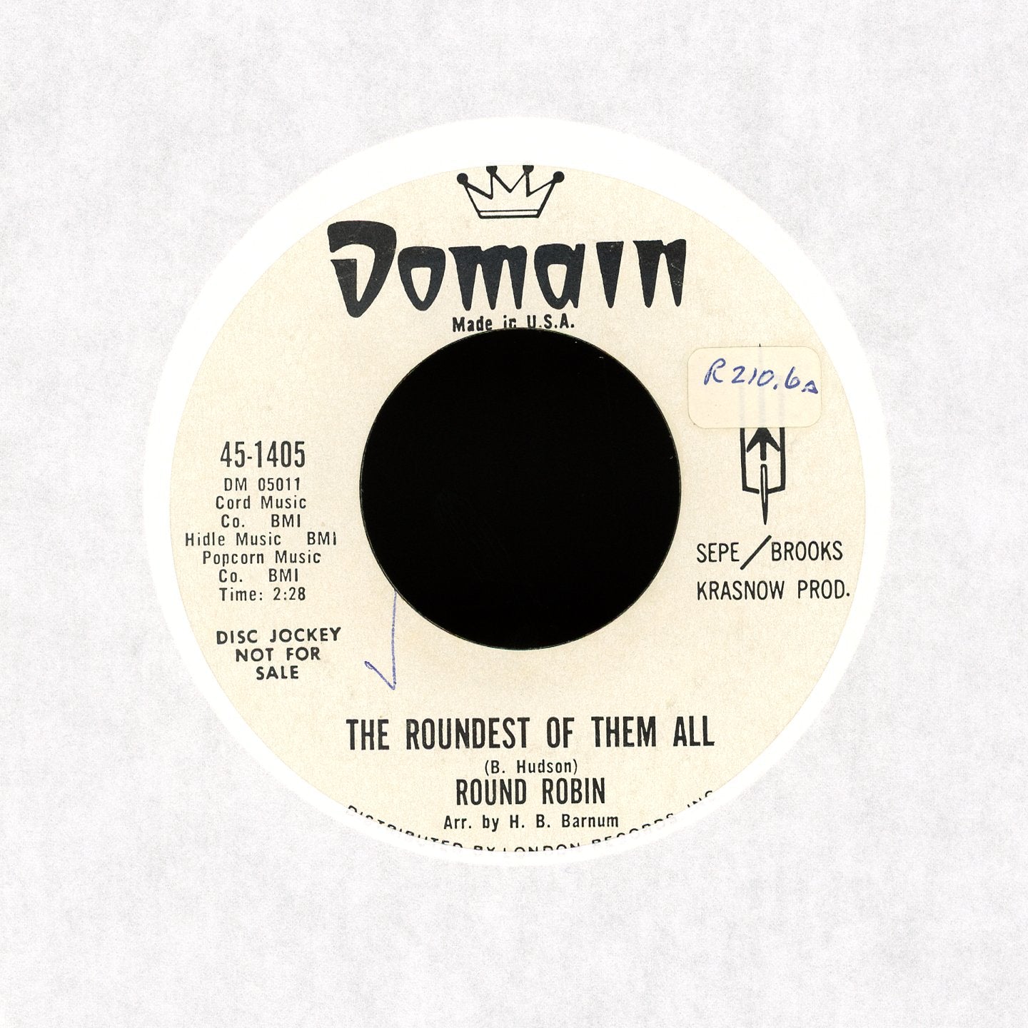 Round Robin - The Roundest Of Them All / 8069 Vineland on Domain Promo R&B 45