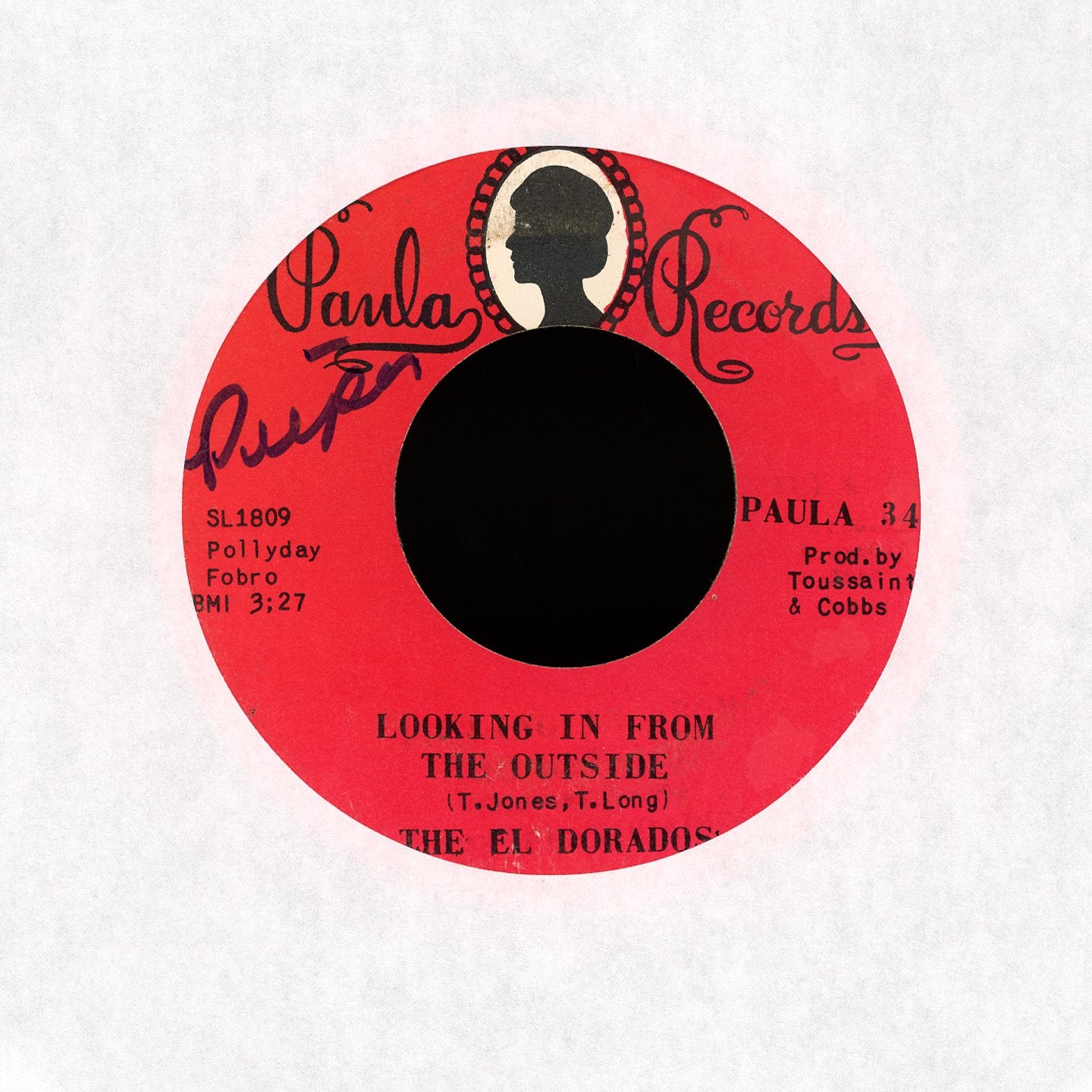 The El Dorados - Looking In From The Outside on Paula Crossover/Northern Soul 45