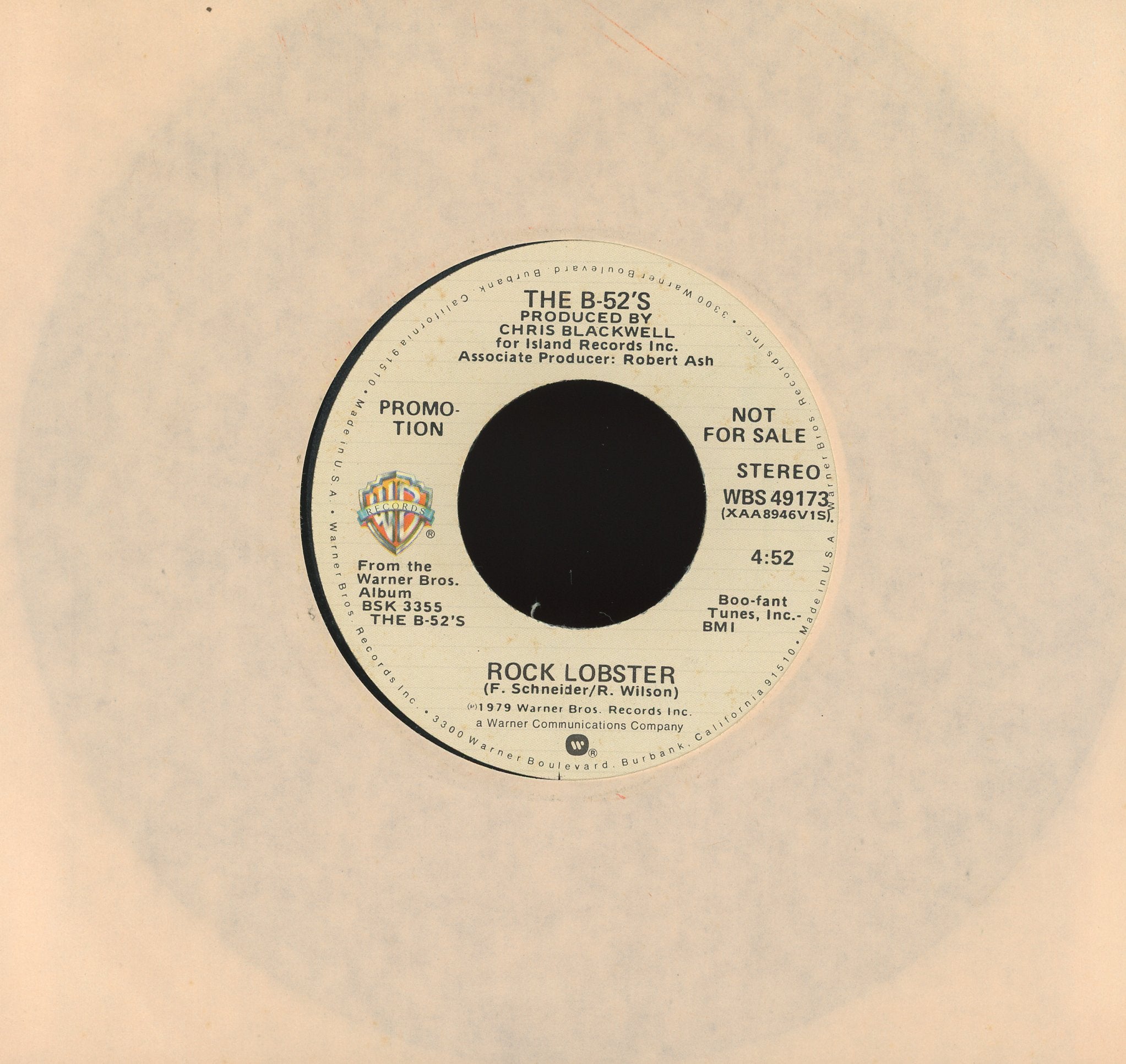 The B-52's - Rock Lobster on Warner Bros. Records Promo Rock 45