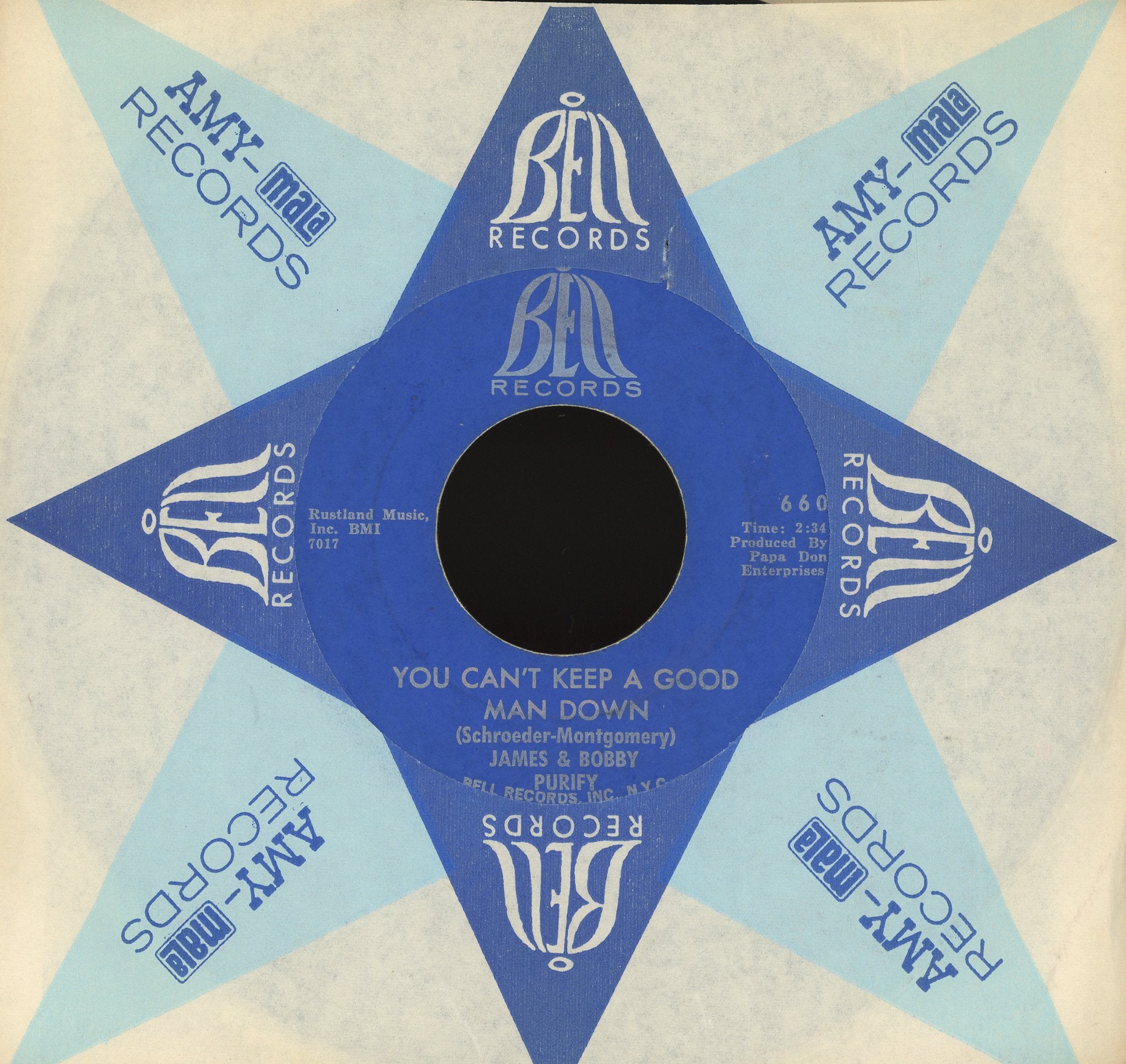 James & Bobby Purify - Wish You Didn't Have To Go / You Can't Keep A Good Man Down on Bell Records Soul 45