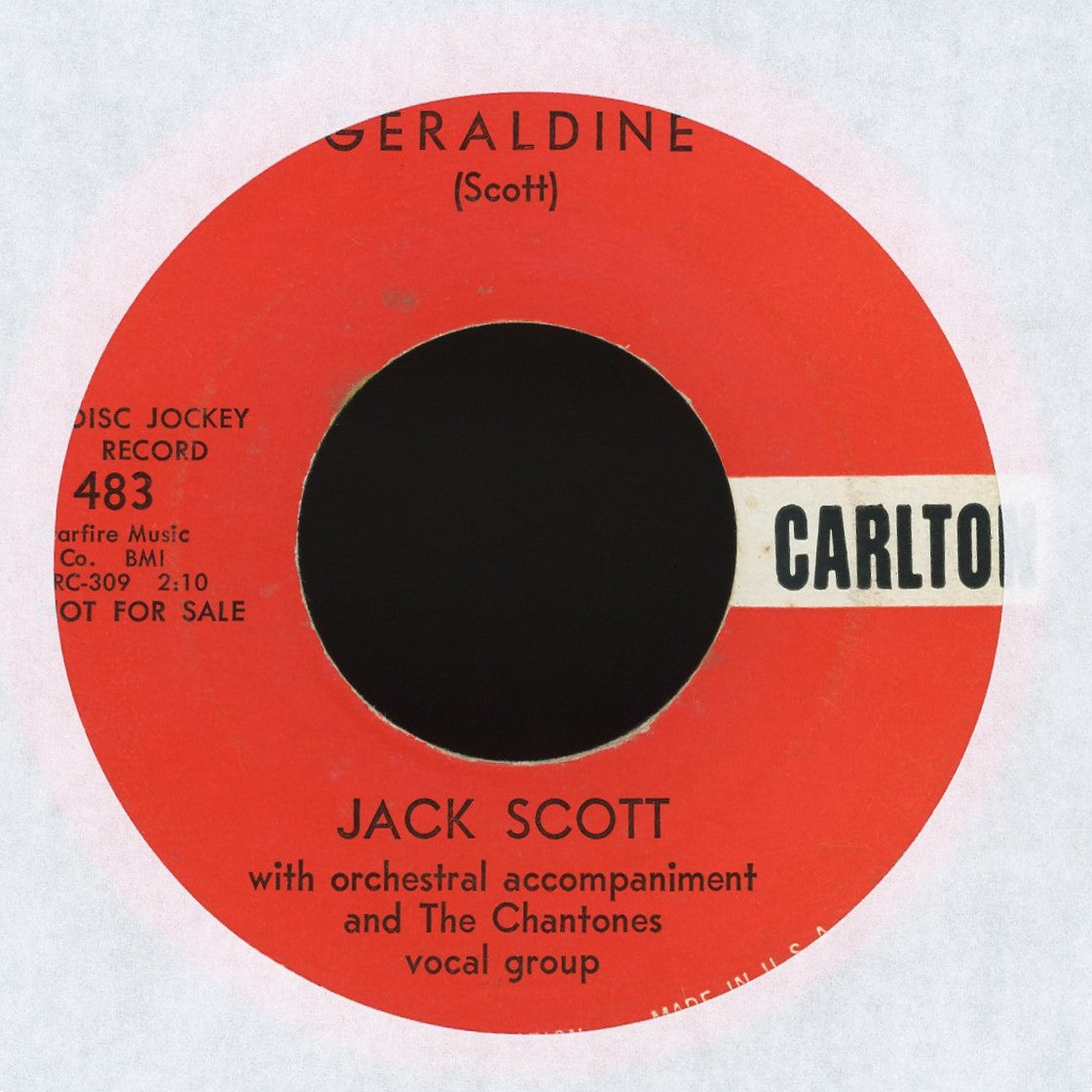 Jack Scott - Geraldine on Carlton Promo Rockabilly 45
