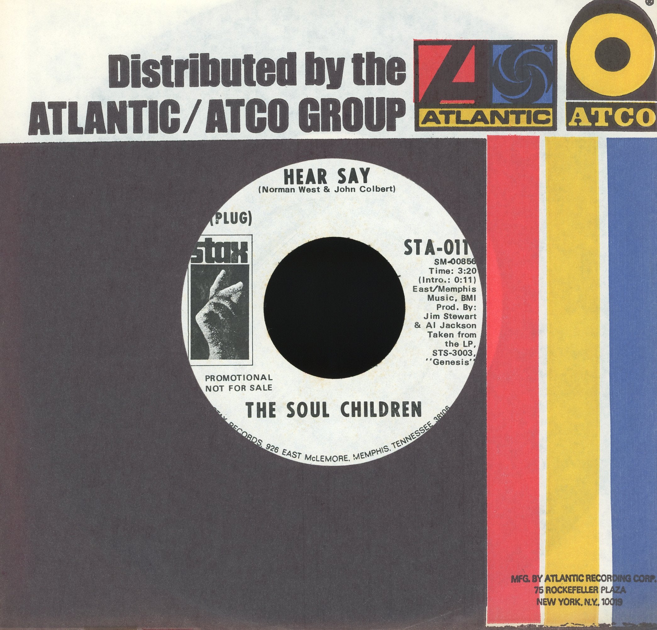 The Soul Children - Hearsay / Don't Take My Sunshine on Stax Promo Soul 45