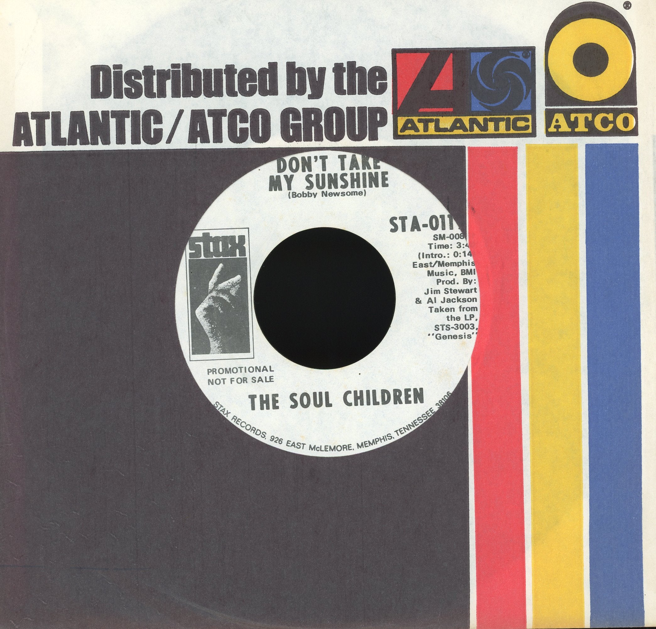The Soul Children - Hearsay / Don't Take My Sunshine on Stax Promo Soul 45