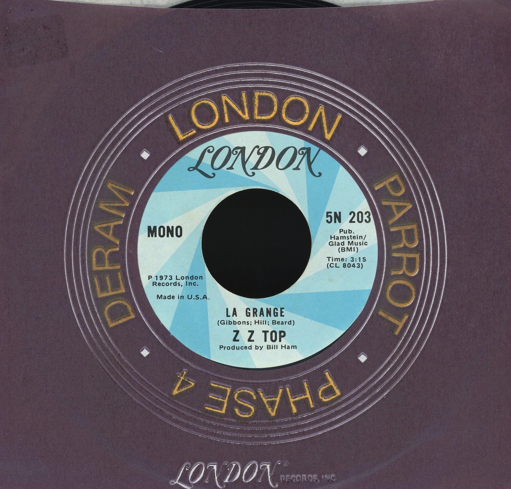 ZZ Top - La Grange / Just Got Paid on London Rock 45