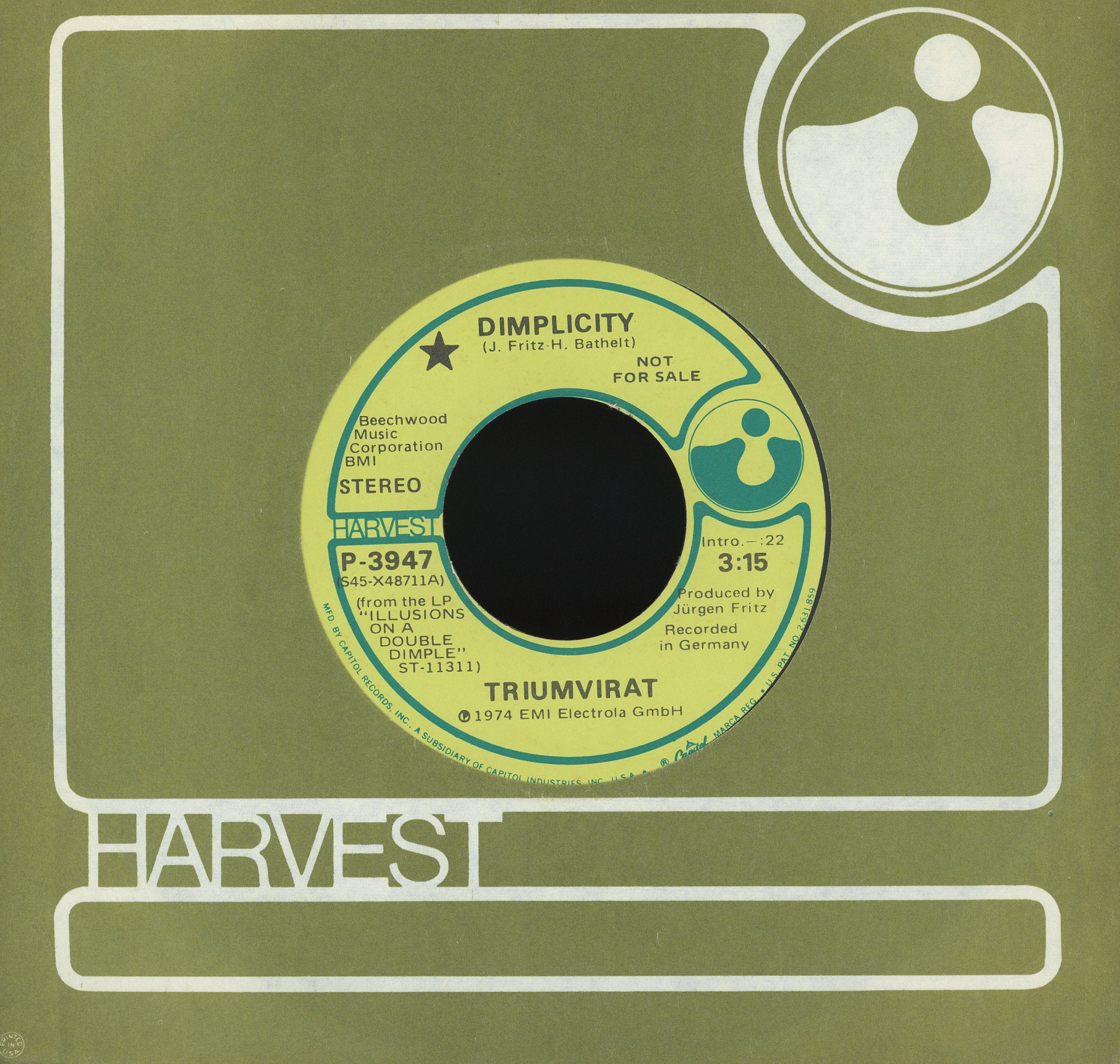 Triumvirat - Dimplicity on Harvest Promo Rock 45