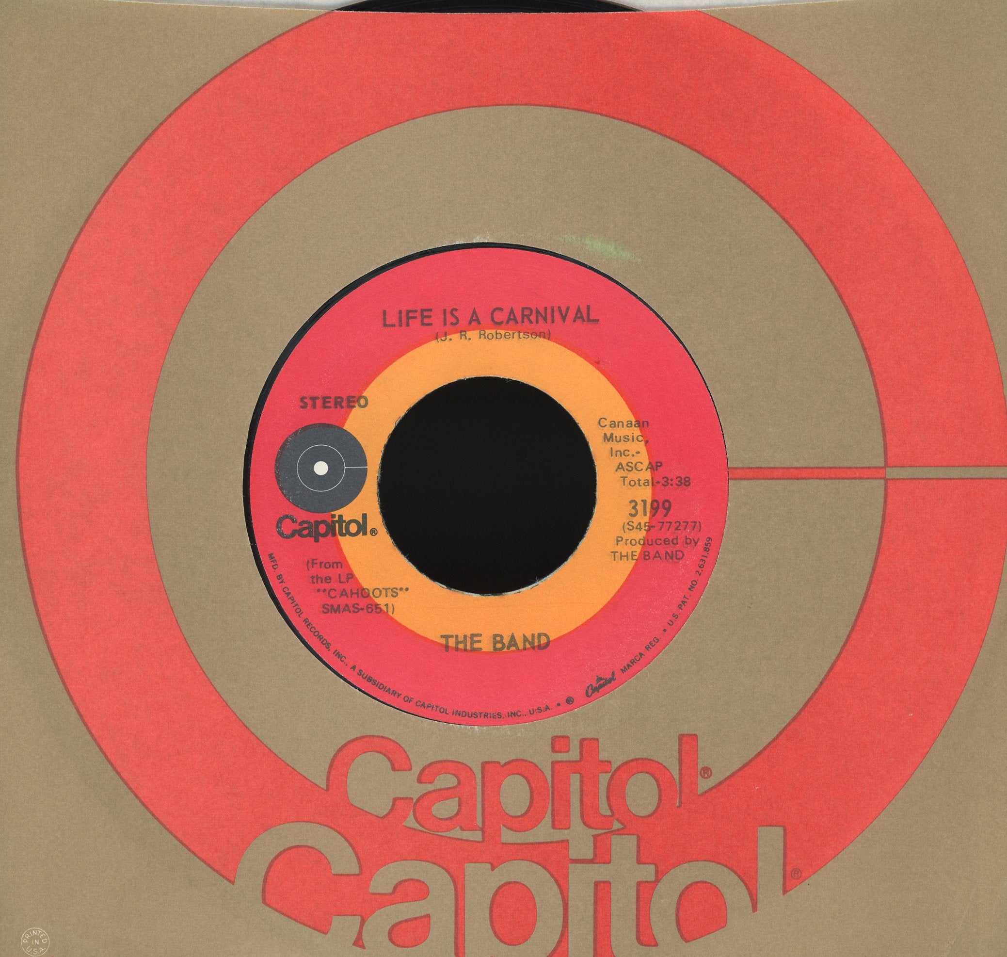 The Band - Life Is A Carnival / The Moon Struck One on Capitol Records Rock 45