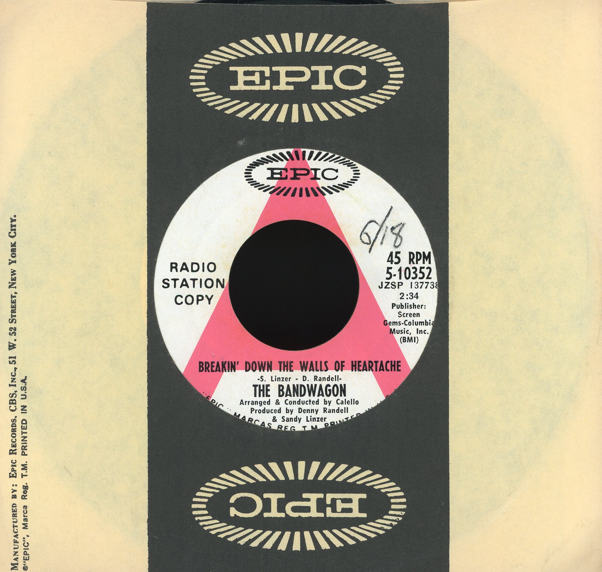 Johnny Johnson And The Bandwagon - Breakin' Down The Walls Of Heartache on Epic Promo Northern Soul 45