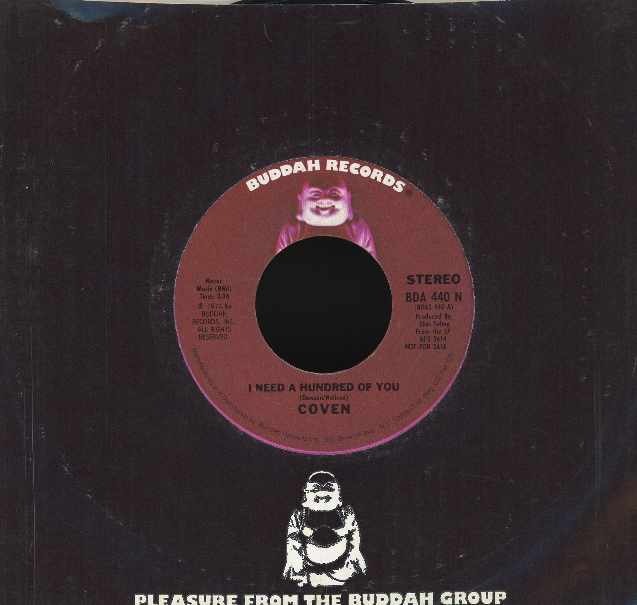 Coven - I Need A Hundred Of You on Buddah Records Promo Rock 45