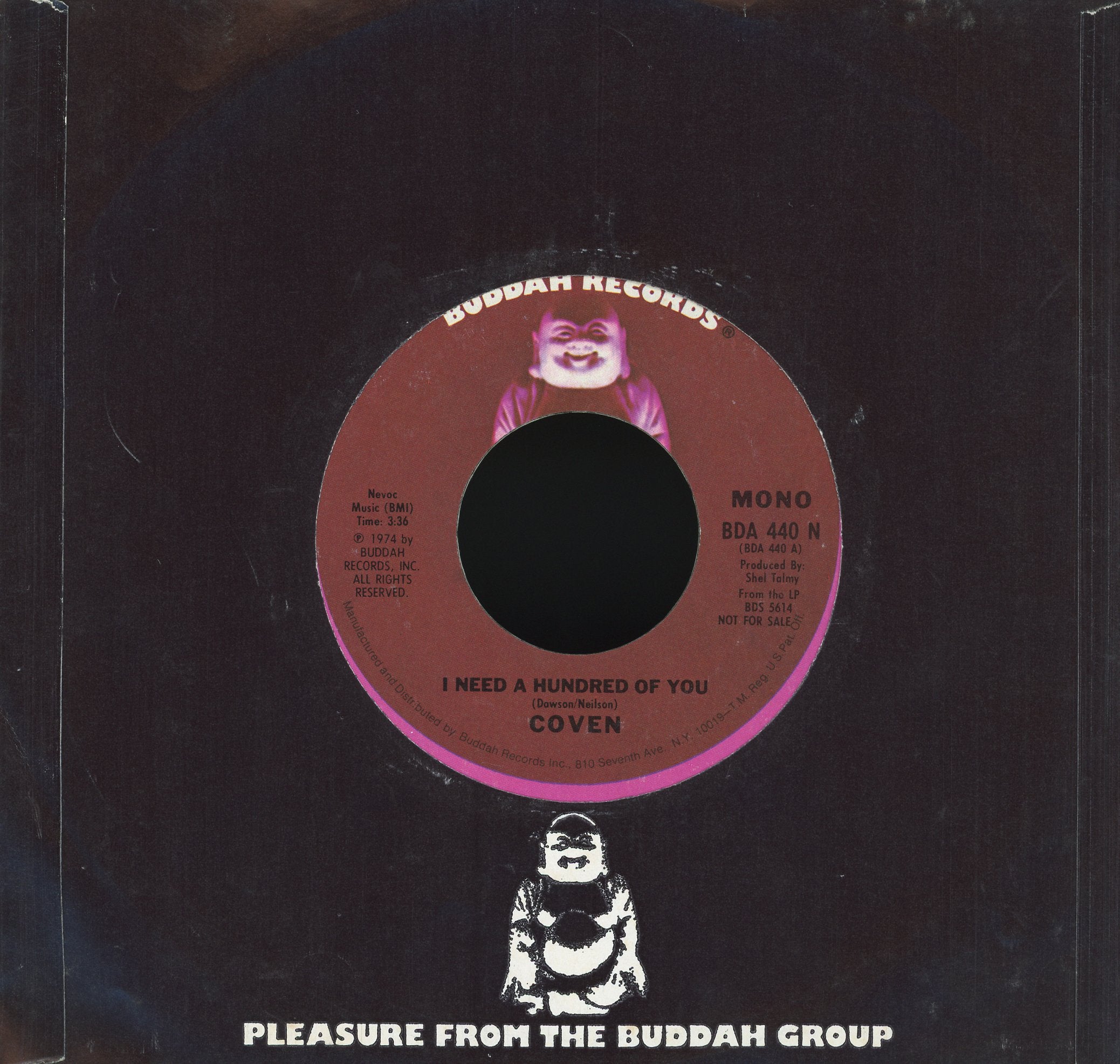 Coven - I Need A Hundred Of You on Buddah Records Promo Rock 45
