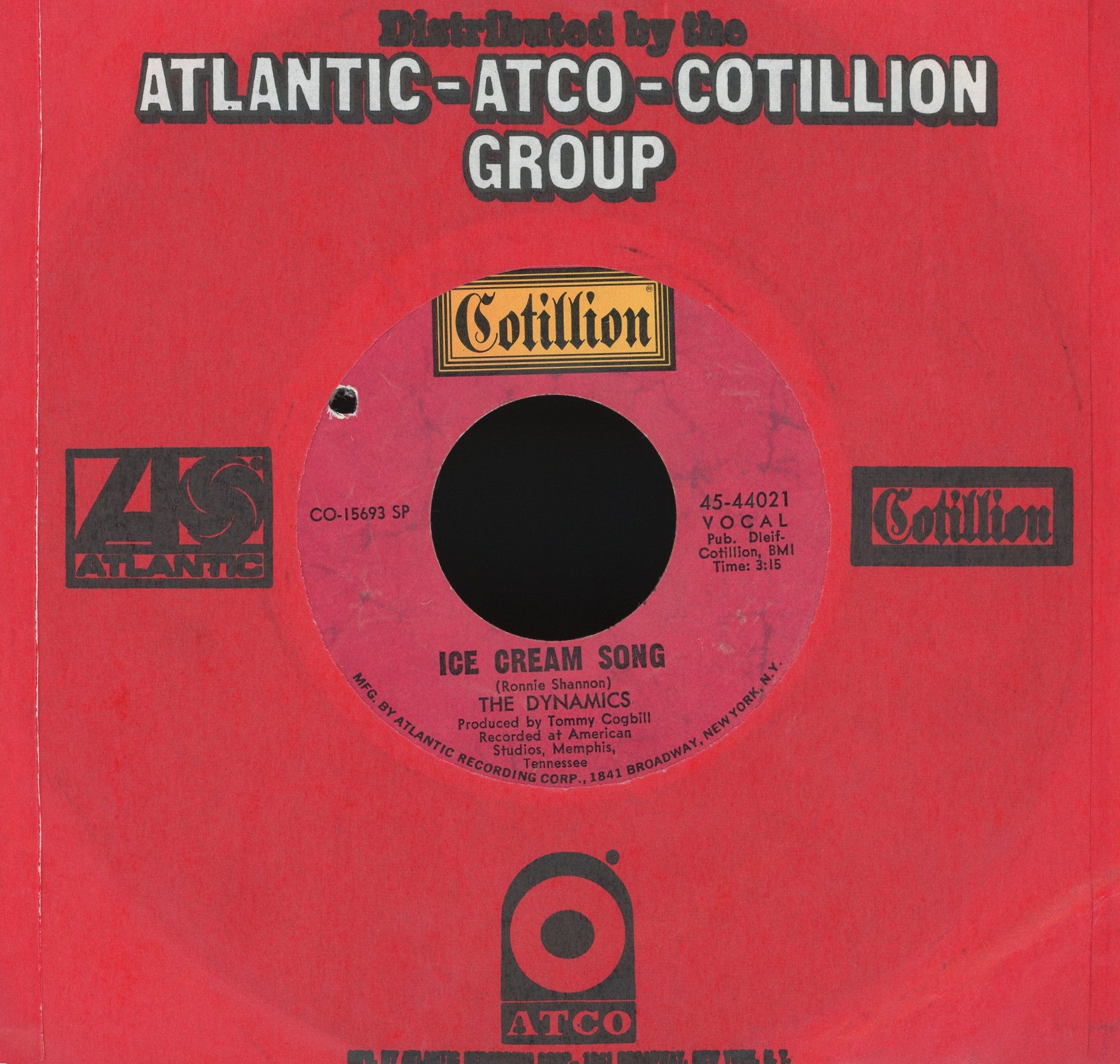 The Dynamics - Ice Cream Song / The Love That I Need on Cotillion Soul 45