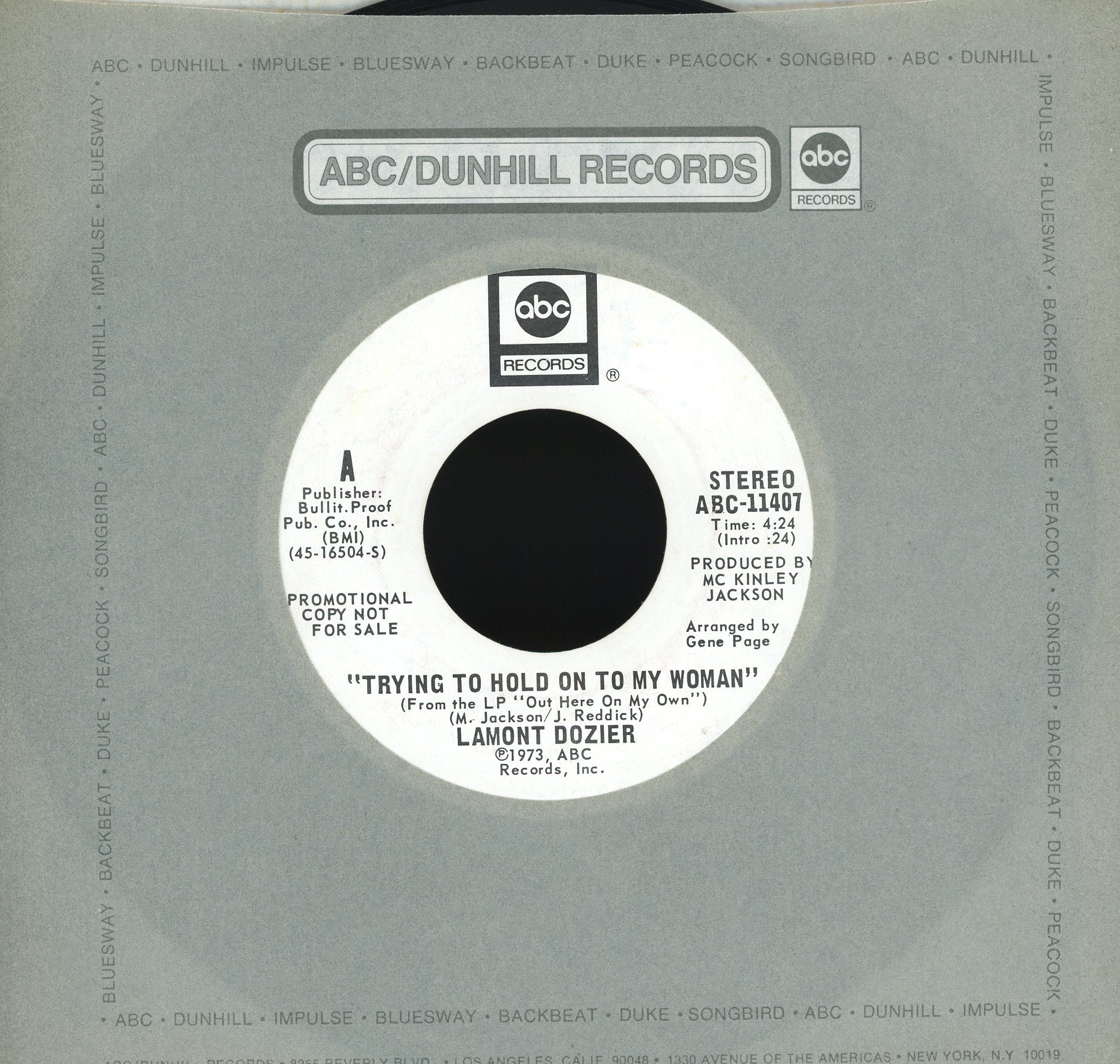 Lamont Dozier - Trying To Hold On To My Woman on ABC Records Promo Soul 45