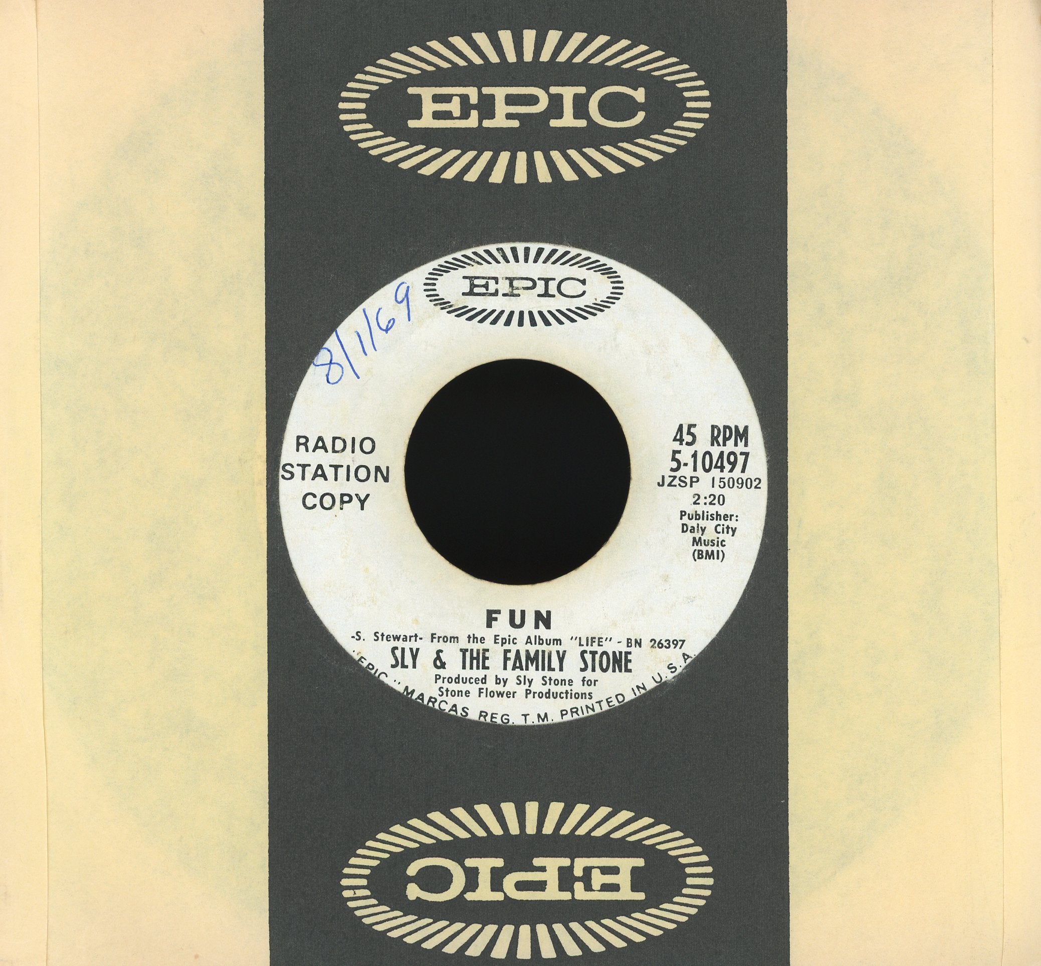 Sly & The Family Stone - Hot Fun In The Summertime / Fun on Epic Promo Funk Soul 45