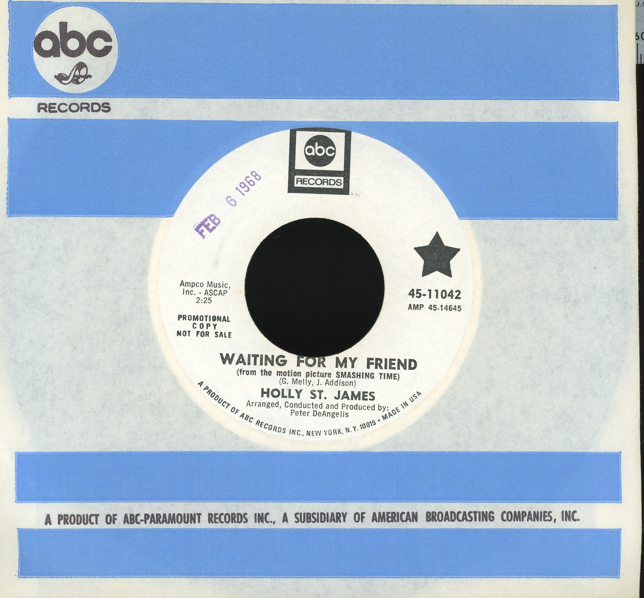 Holly St James - Waiting For My Friend on ABC Records Promo Soul 45