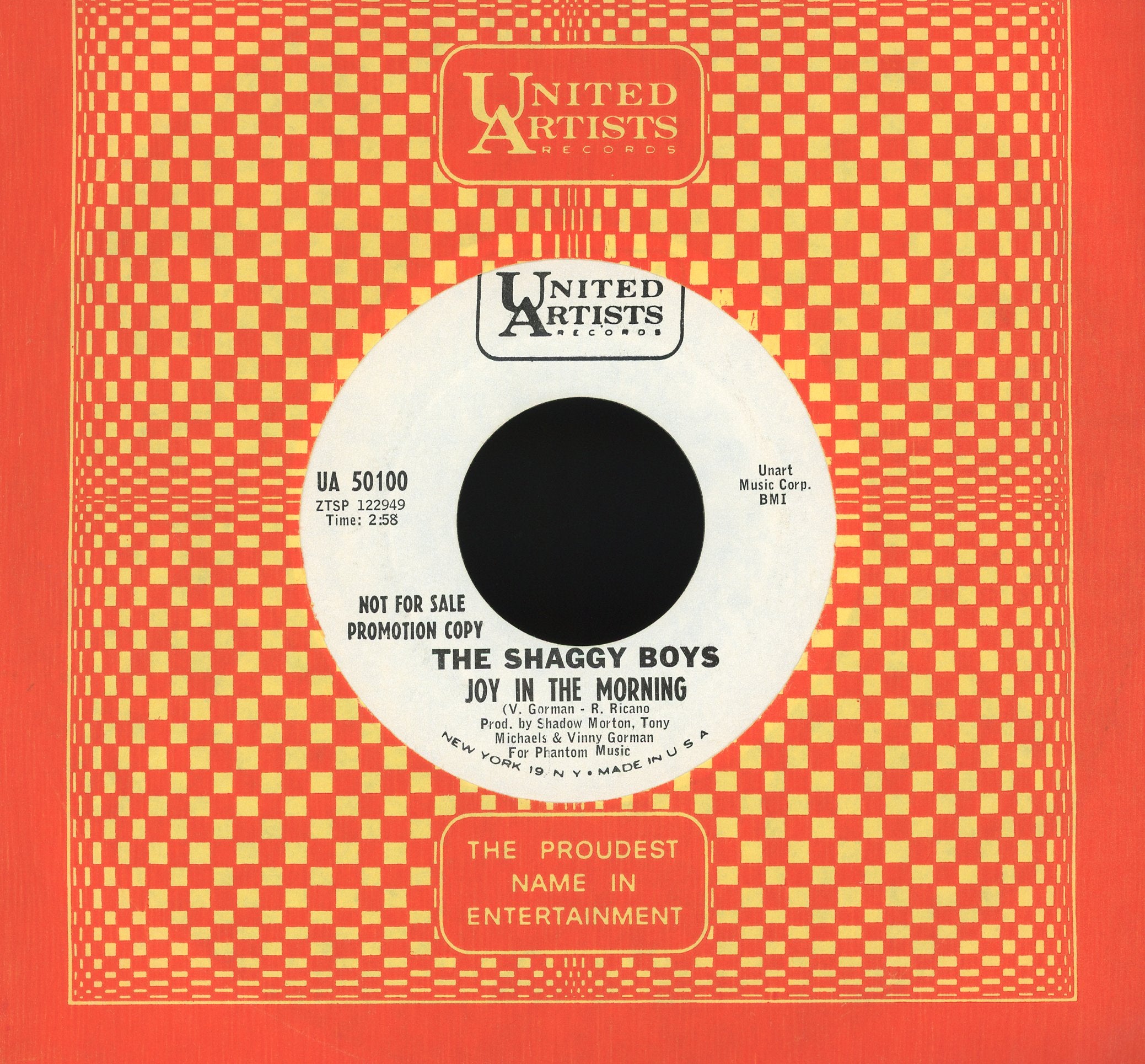 The Shaggy Boys - You And Me / Joy In The Morning on United Artists Records Promo Soul 45