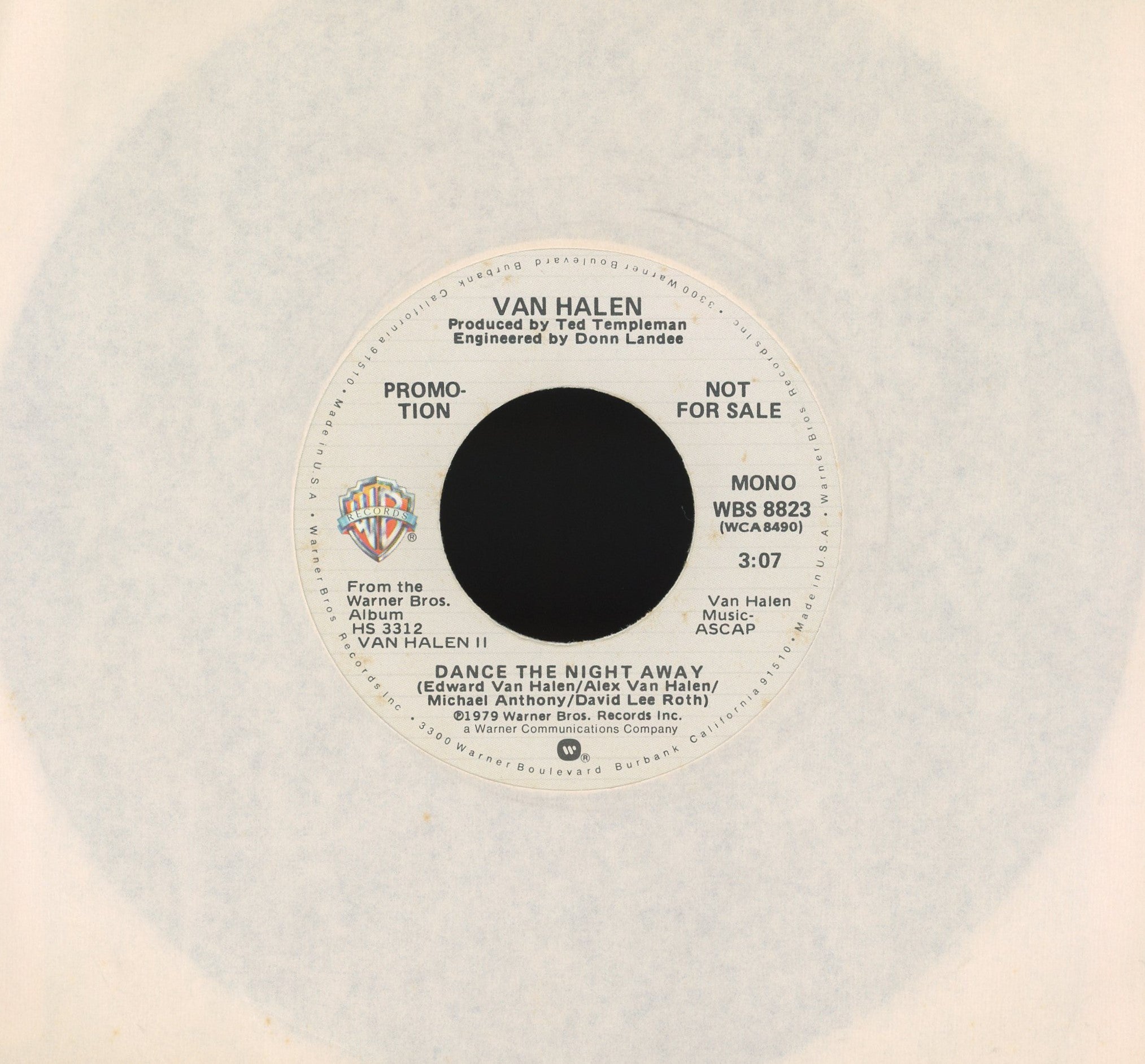 Van Halen - Dance The Night Away on Warner Bros. Records Promo Rock 45