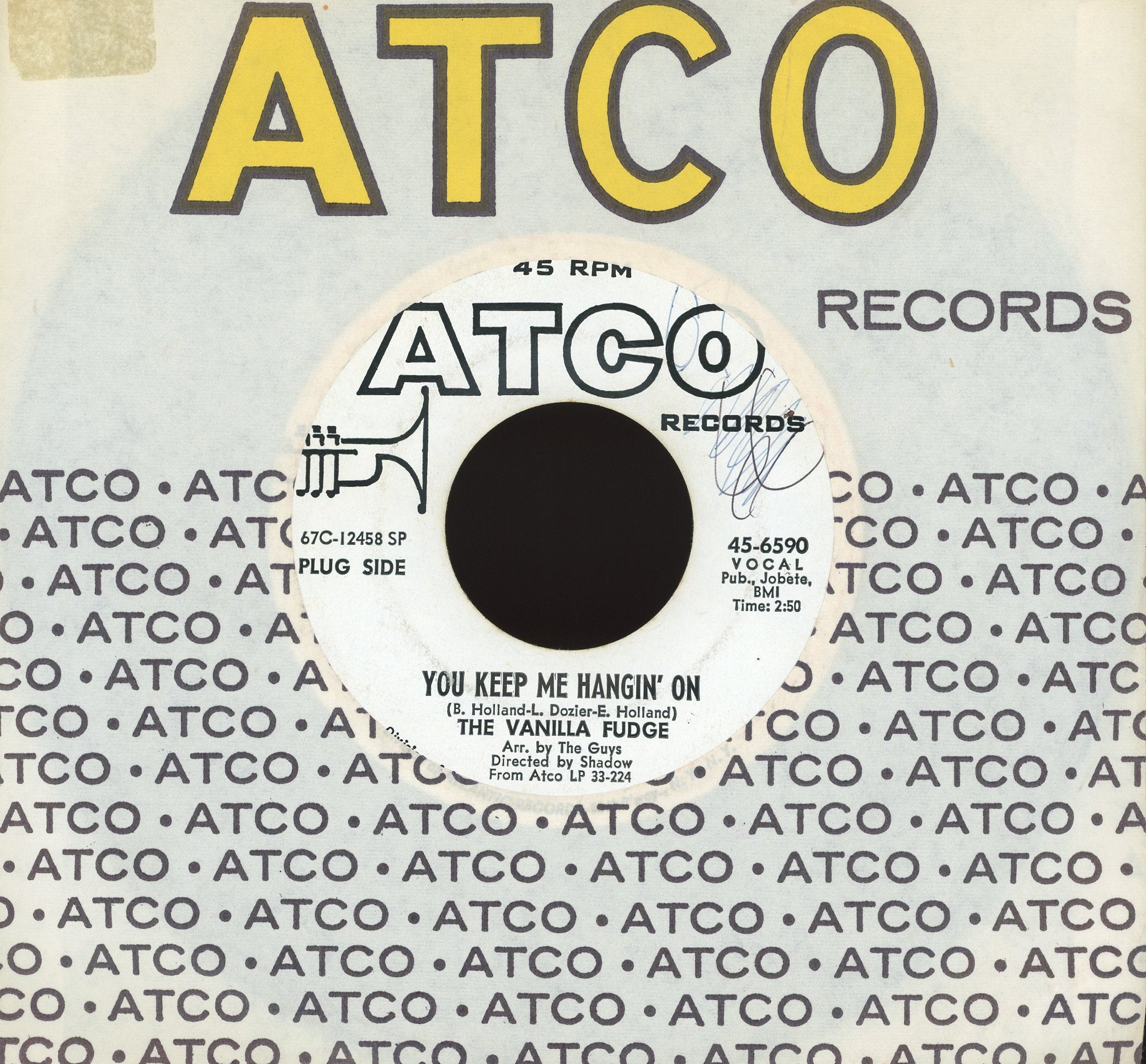 Vanilla Fudge - You Keep Me Hangin' On / Come By Day, Come By Night on ATCO Records Promo Rock 45