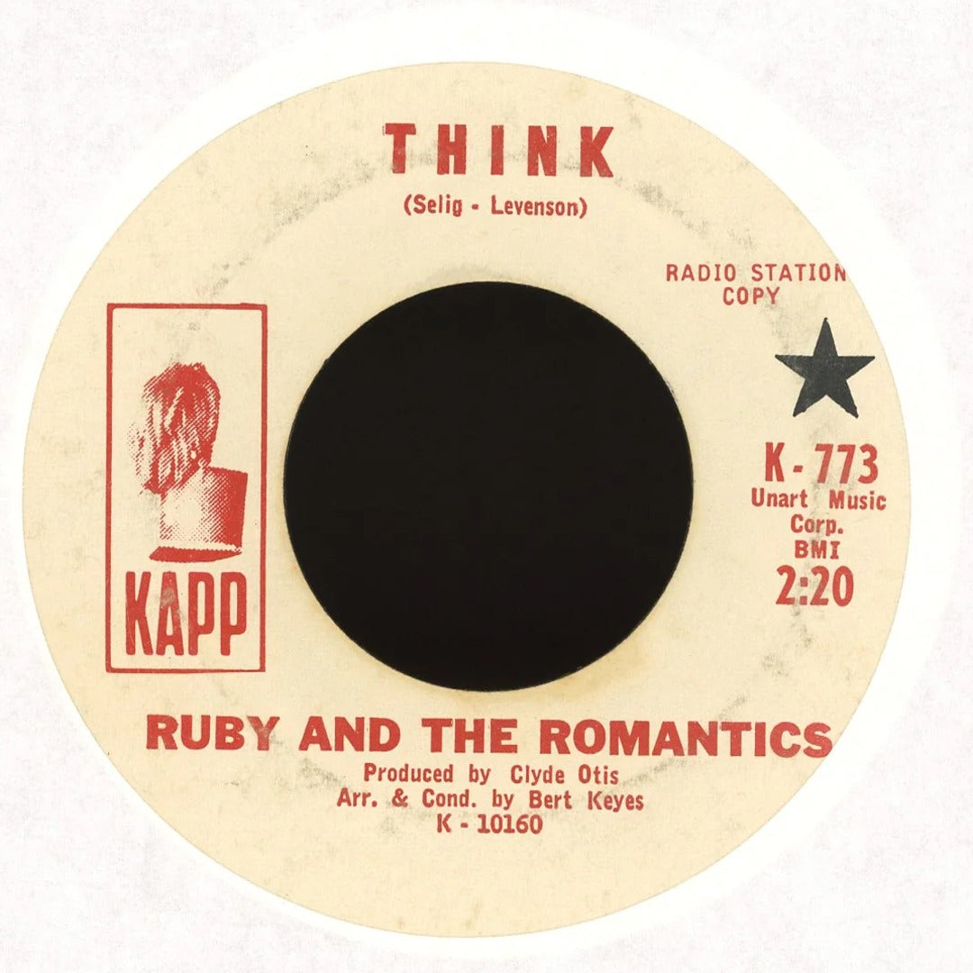 Ruby And The Romantics - Think / Hey There Lonely Boy on Kapp Records - Promo Soul 45