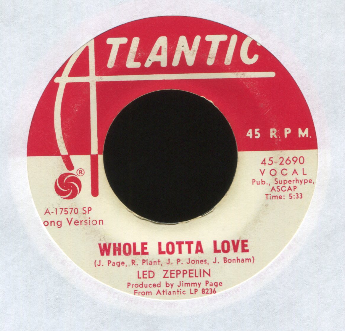 Led Zeppelin - Whole Lotta Love on Atlantic Promo Rock 45