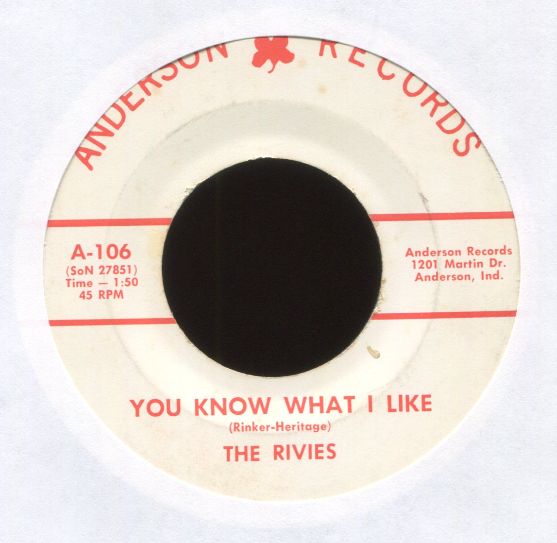 The Rivies - You Know What I Like on Anderson Instro Rockabilly Surf 45