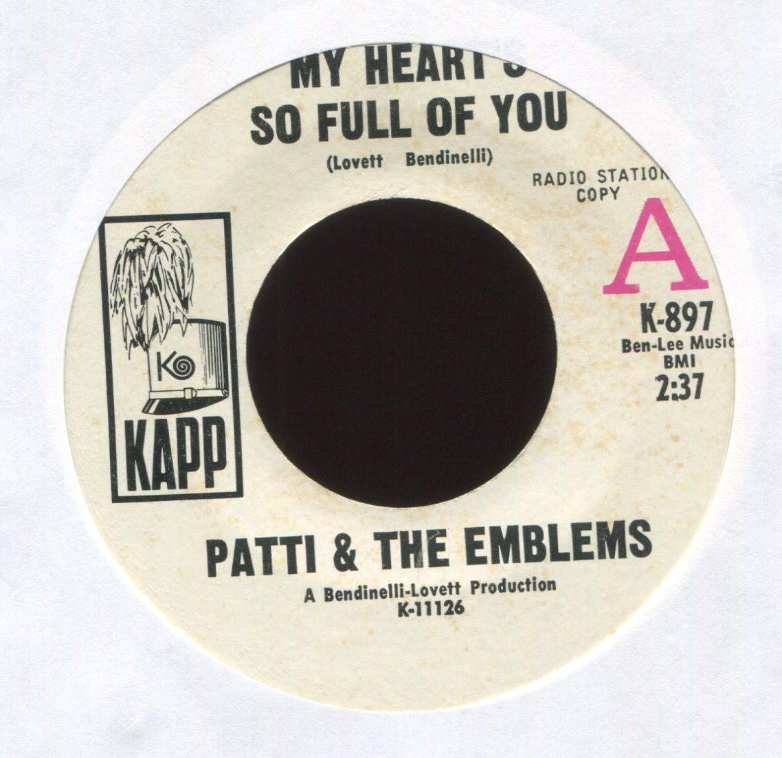 Patty & The Emblems - I'm Gonna Love You A Long, Long Time on Kapp Promo Northern Soul 45