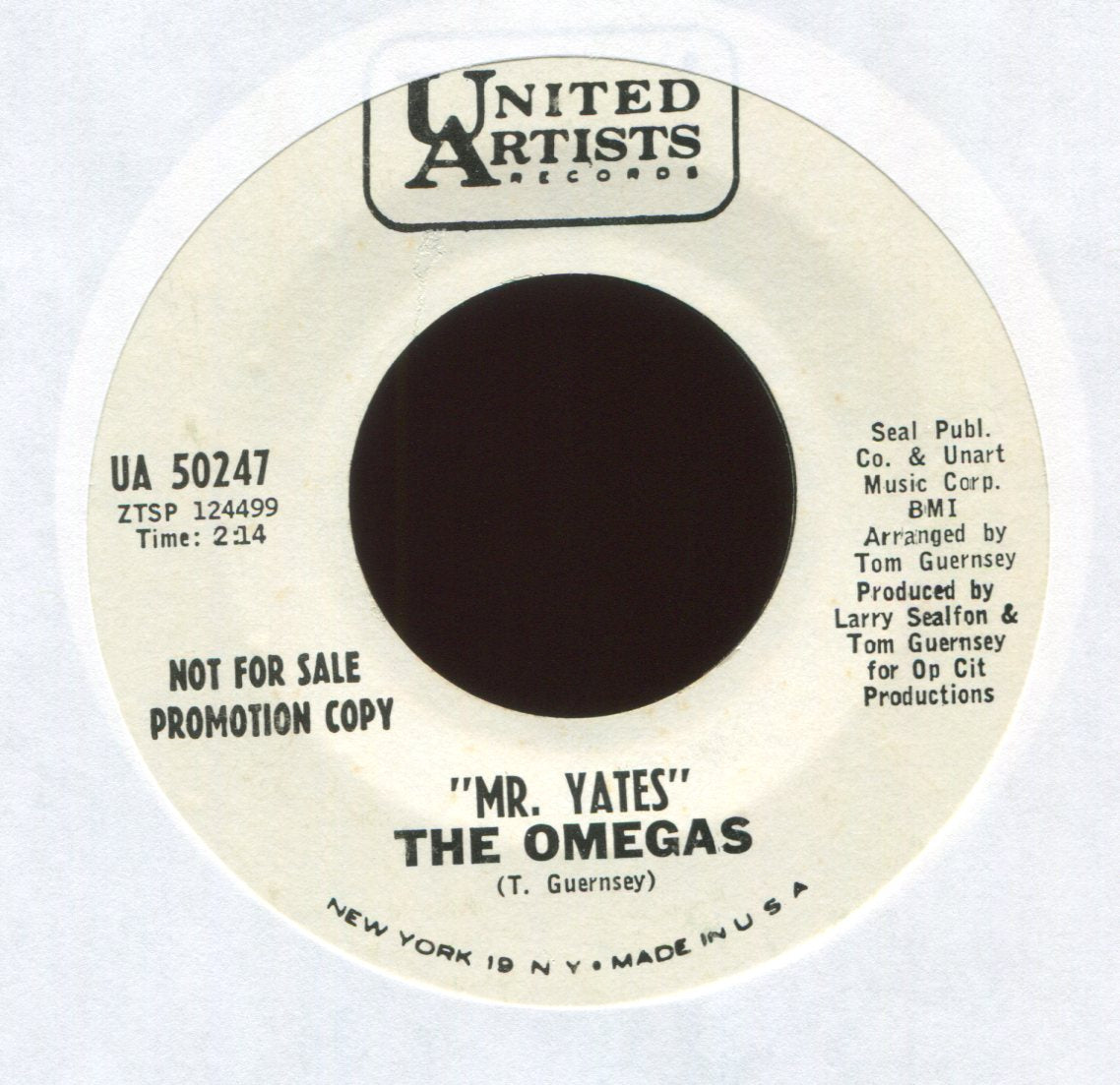 The Omegas - I Can't Believe on UA Promo Garage 45