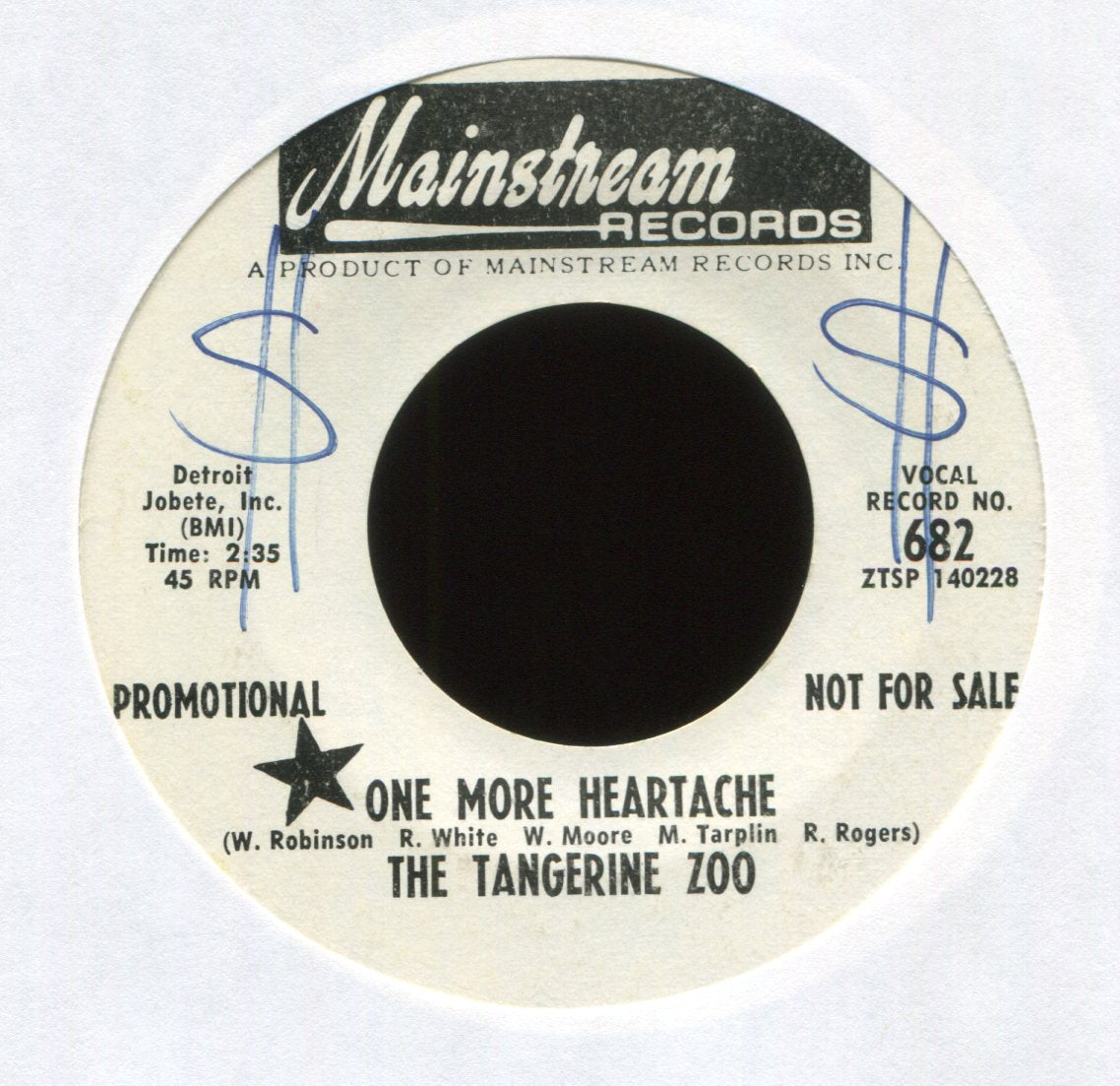 The Tangerine Zoo - One More Heartache on Mainstream Promo Garage Psych 45