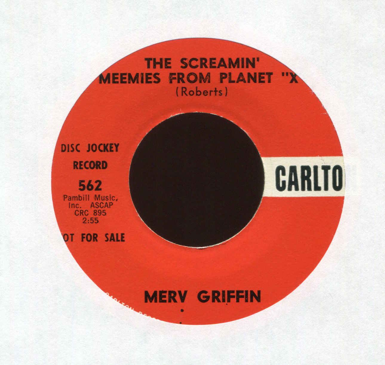 Merv Griffin - Screamin' Meemies From Planet "X" on Carlton Halloween Horror Popcorn 45