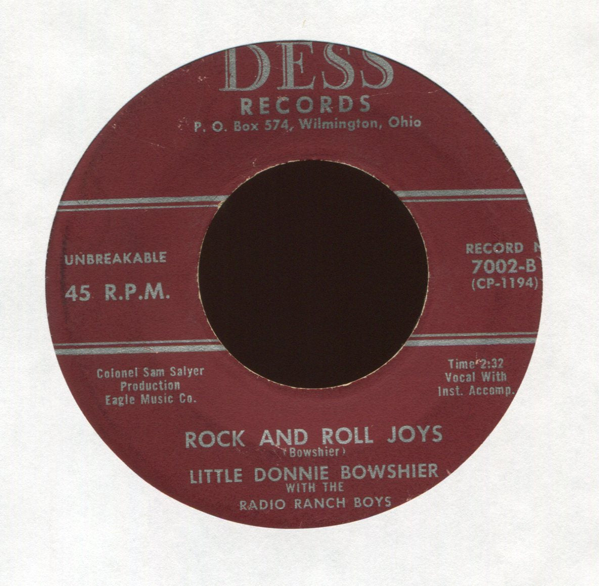 Donnie Bowser - Rock And Roll Joys on Dess Rockabilly 45