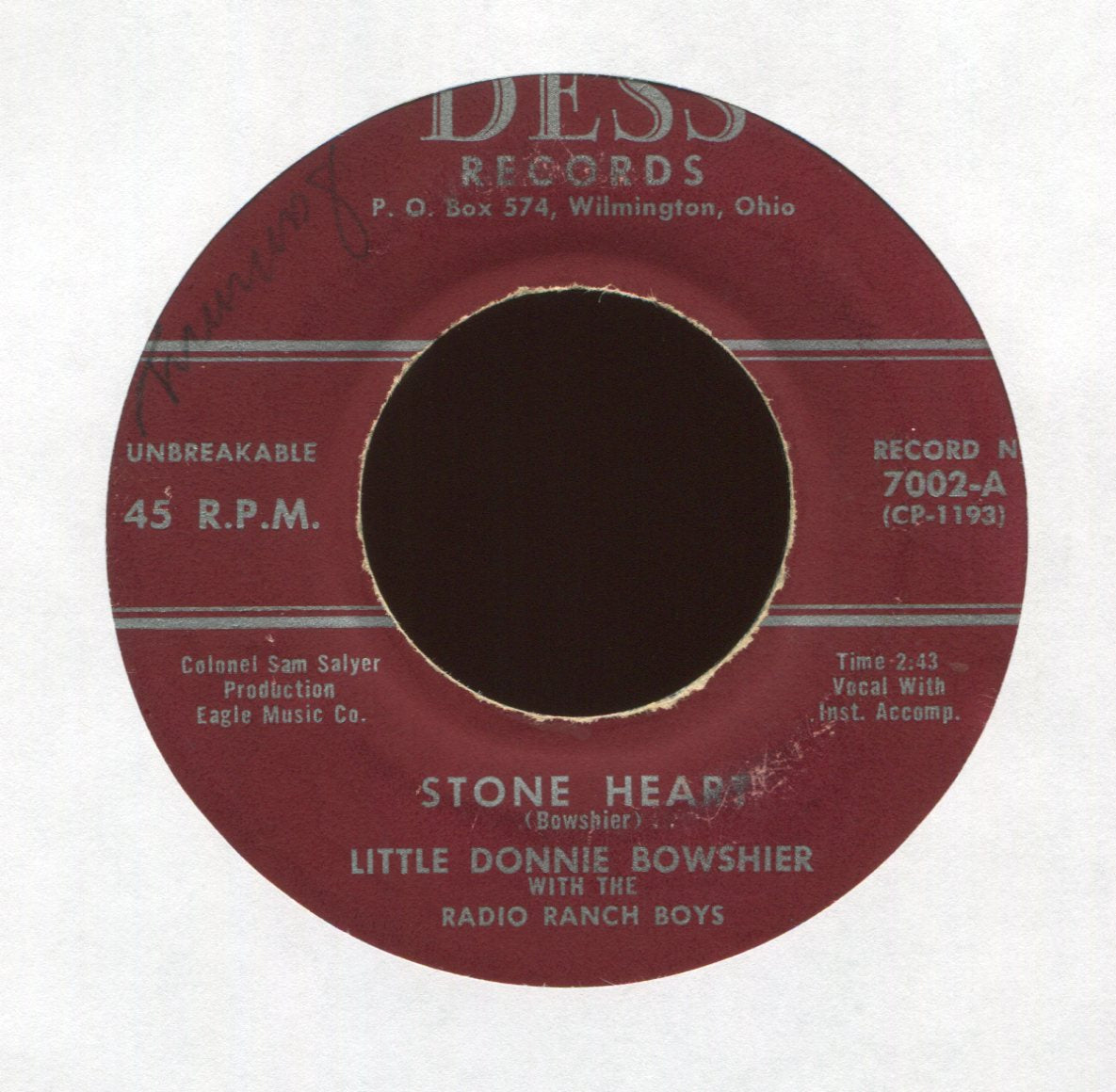 Donnie Bowser - Rock And Roll Joys on Dess Rockabilly 45