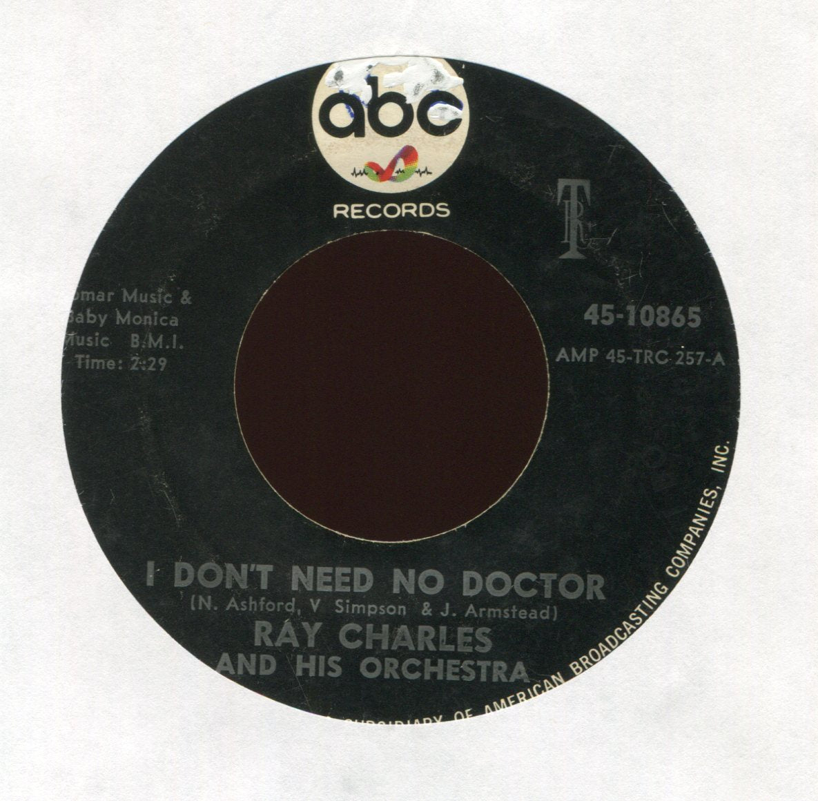 Ray Charles And His Orchestra - I Don't Need No Doctor on ABC R&B Northern Soul 45