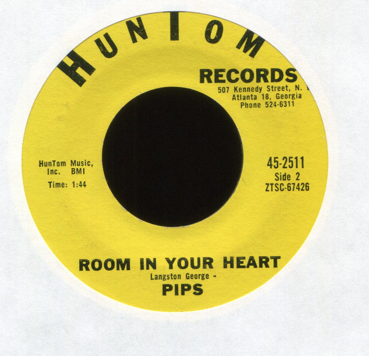 The Pips - Every Beat Of My Heart / Room in Your Heart on Huntom R&B 45