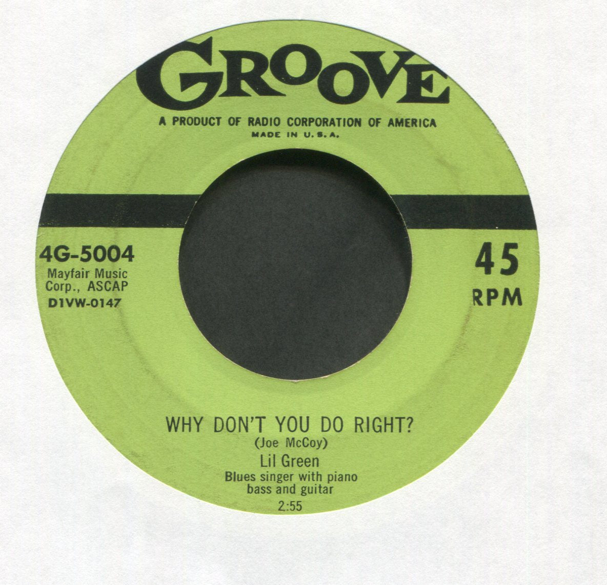 Lil Green - Why Don't You Do Right on Groove Blues 45
