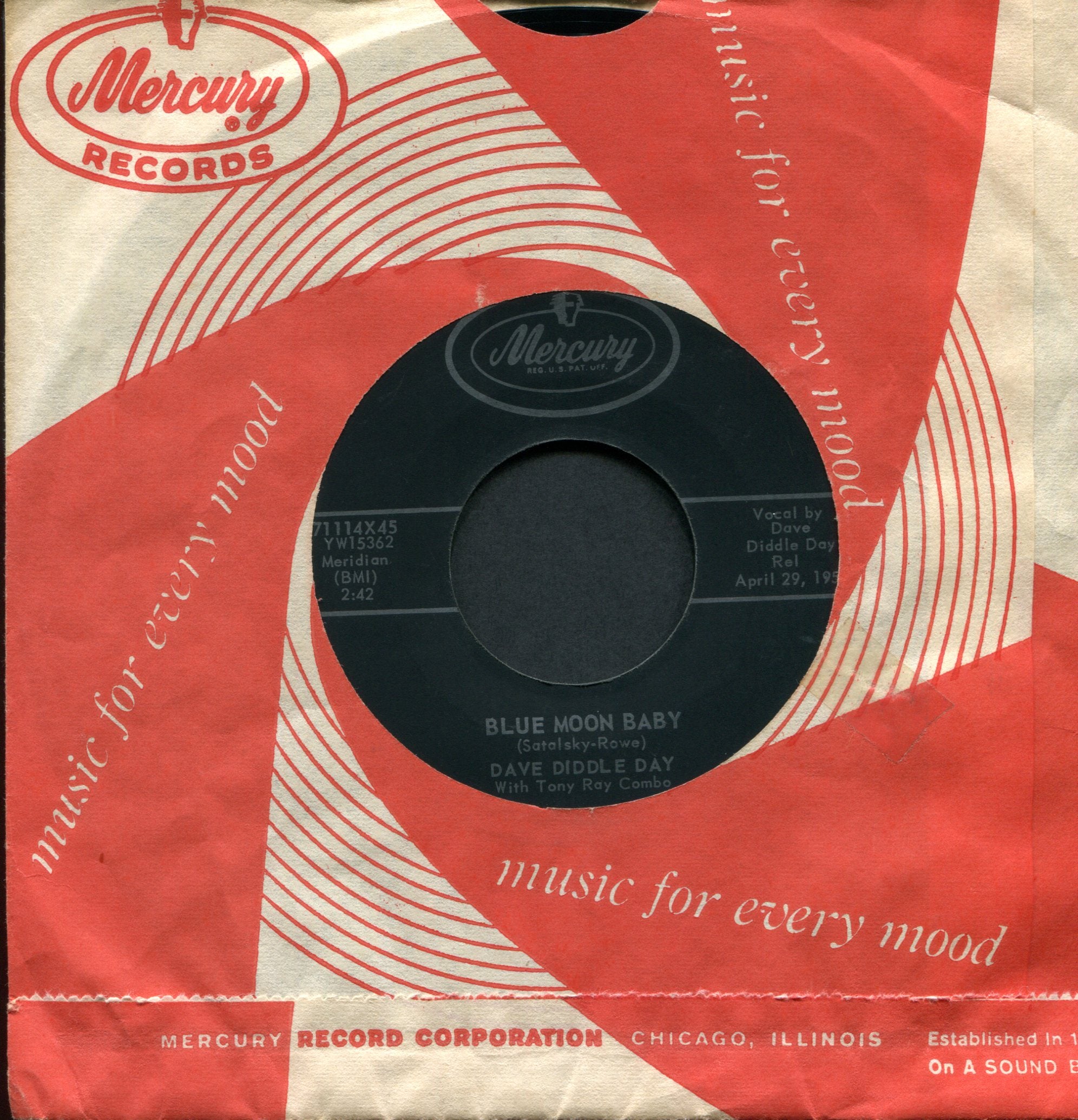 Dave 'Diddle' Day - Blue Moon Baby on Mercury Rockabilly 45