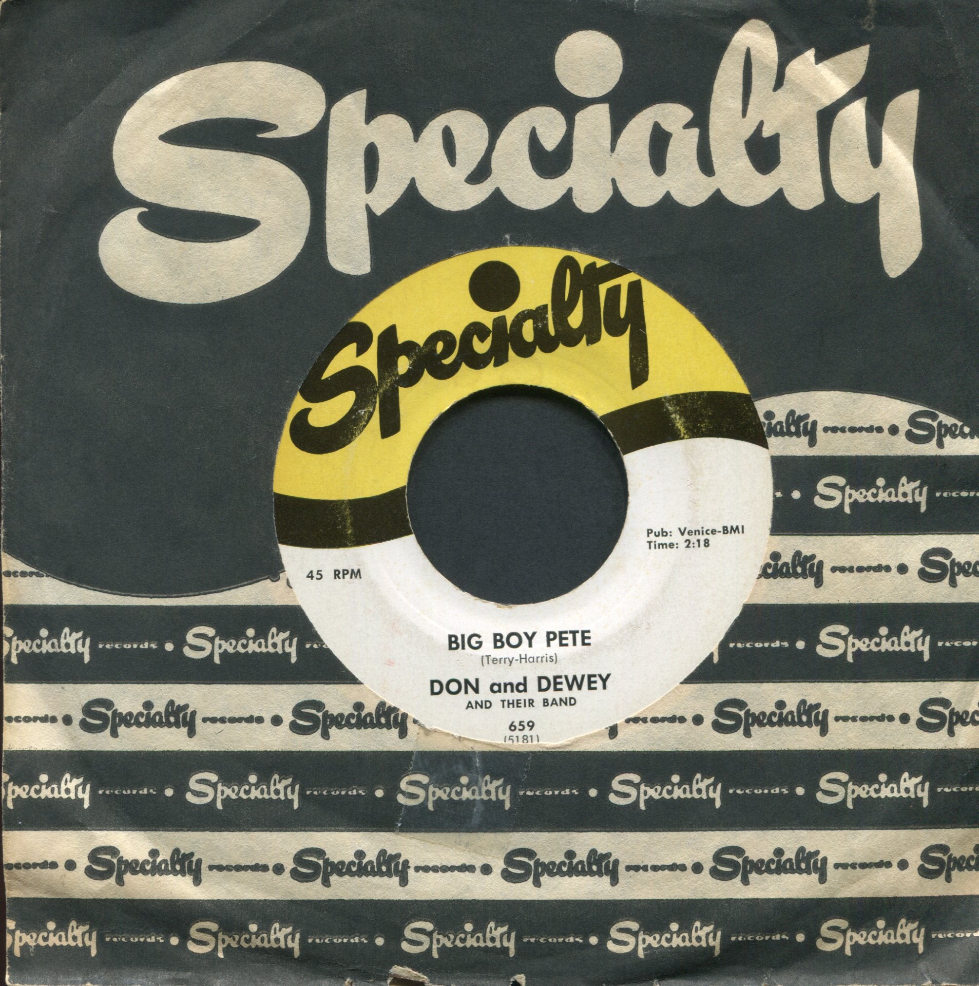 Don And Dewey And Their Band - Farmer John on Specialty R&B 45