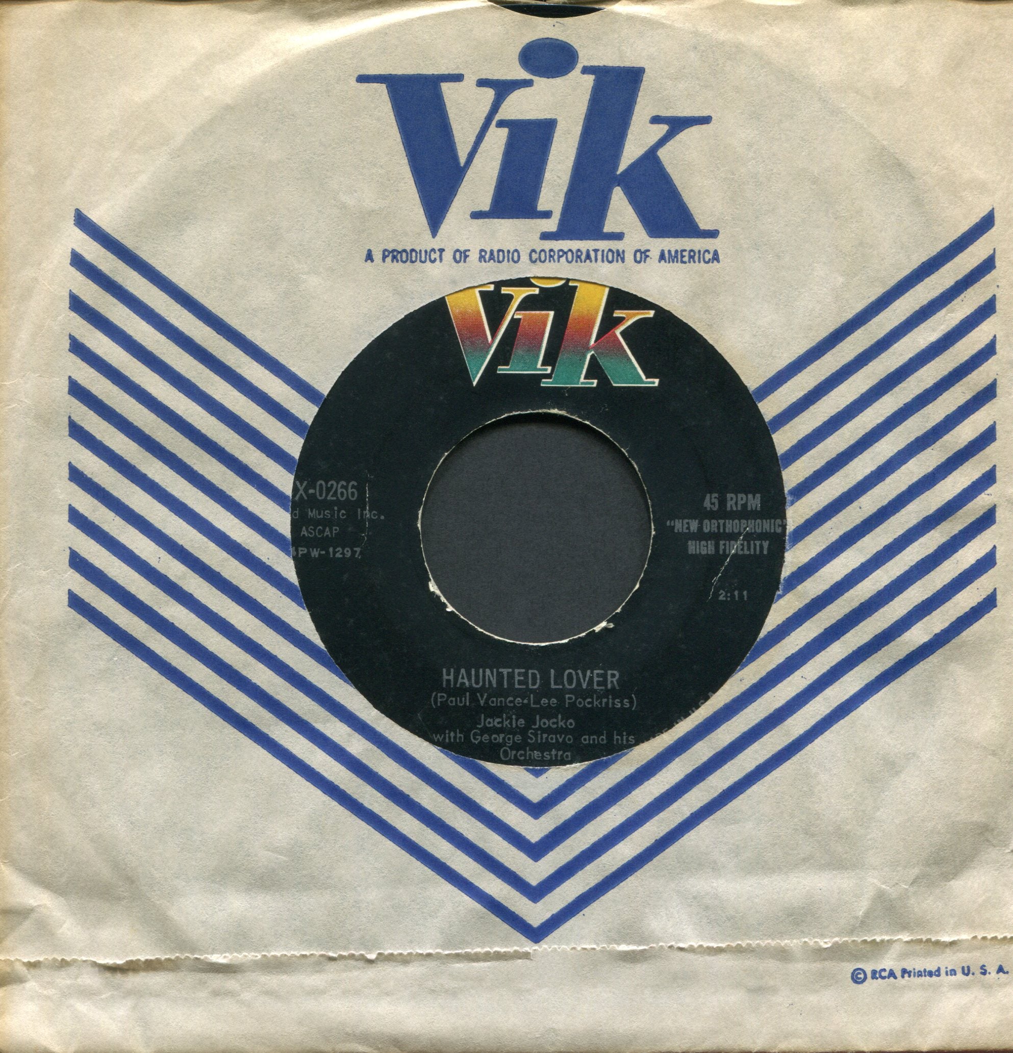 Jackie Jocko - Haunted Lover on Vik Halloween R&B Popcorn 45